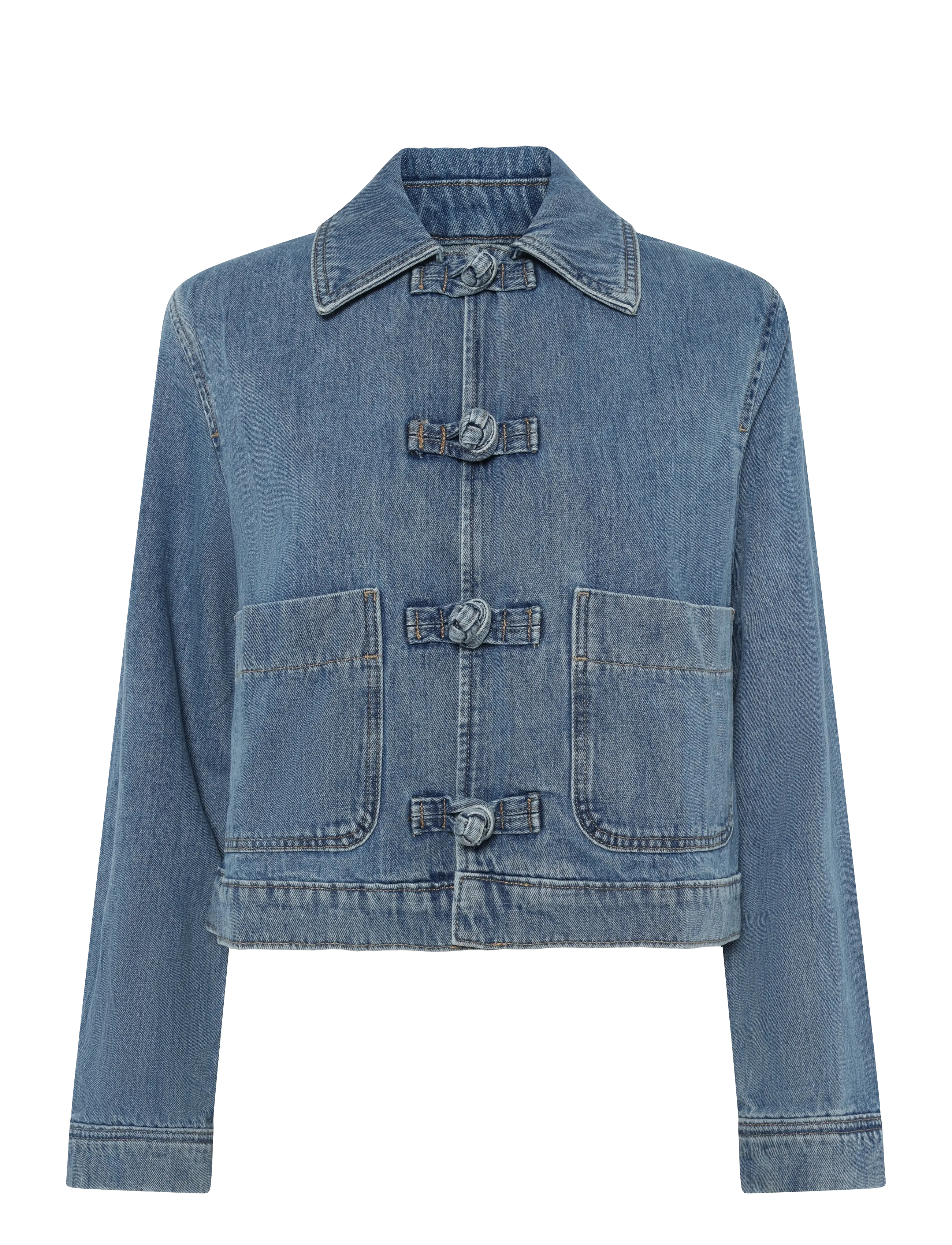 Mango - Denim jacket with toggle details - forårsjakker - open blue - 1