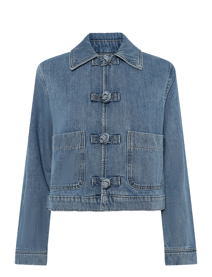 Mango - Denim jacket with toggle details - forårsjakker - open blue - 1