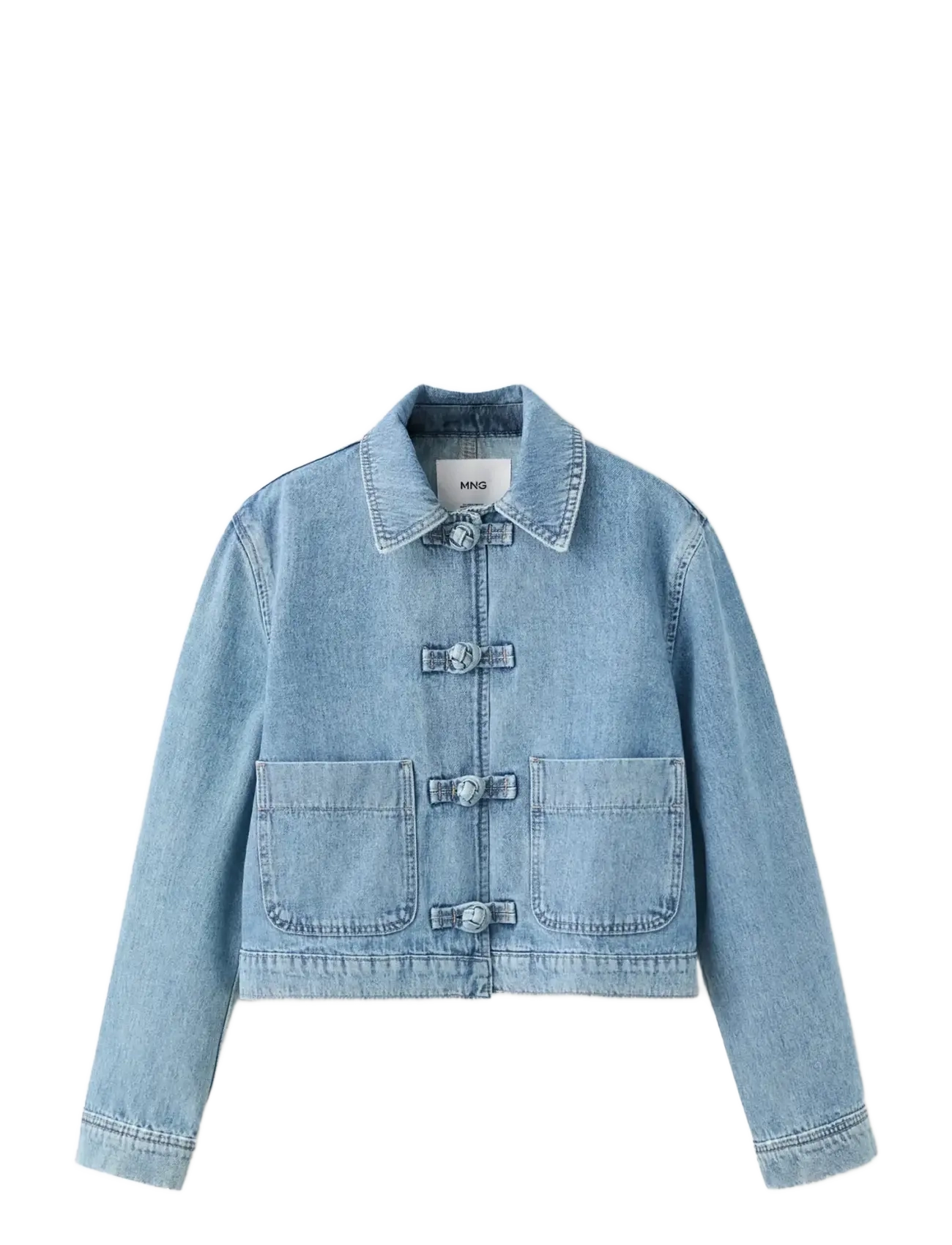 Mango - Denim jacket with toggle details - open blue - 1