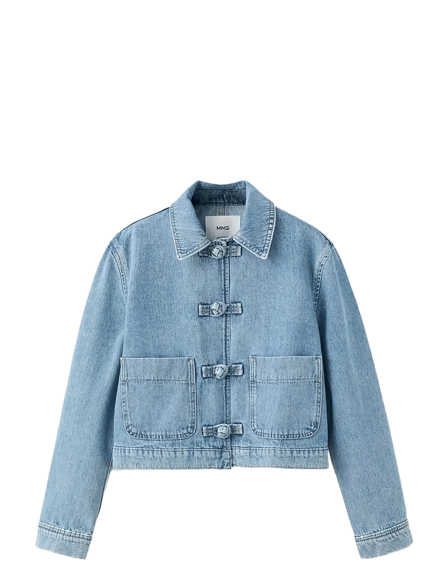 Mango - Denim jacket with toggle details - open blue - 1