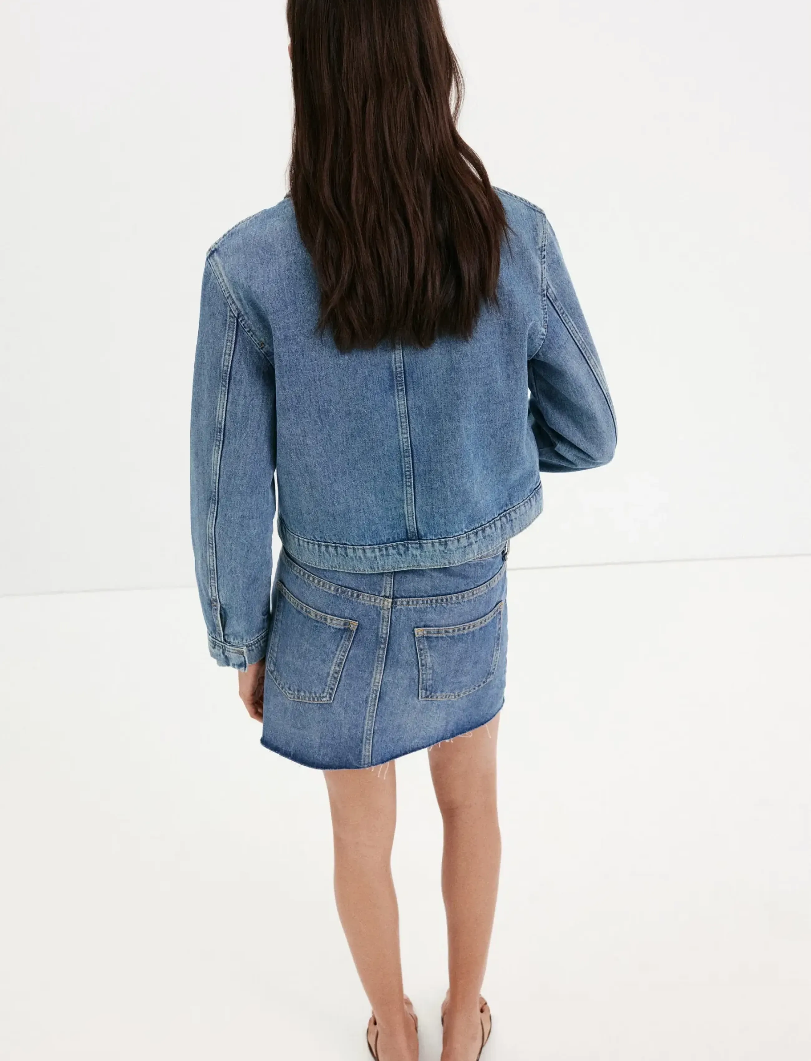 Mango - Denim jacket with toggle details - open blue - 2