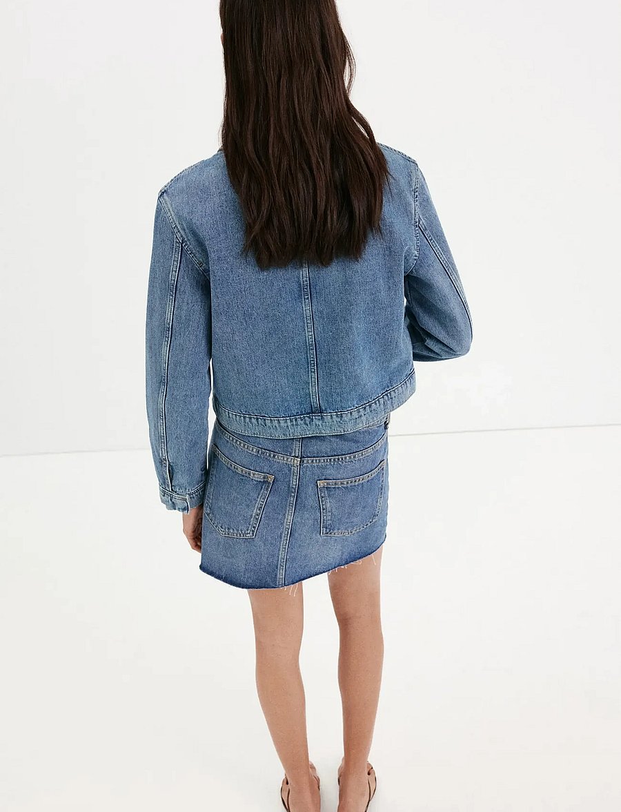 Mango - Denim jacket with toggle details - open blue - 2