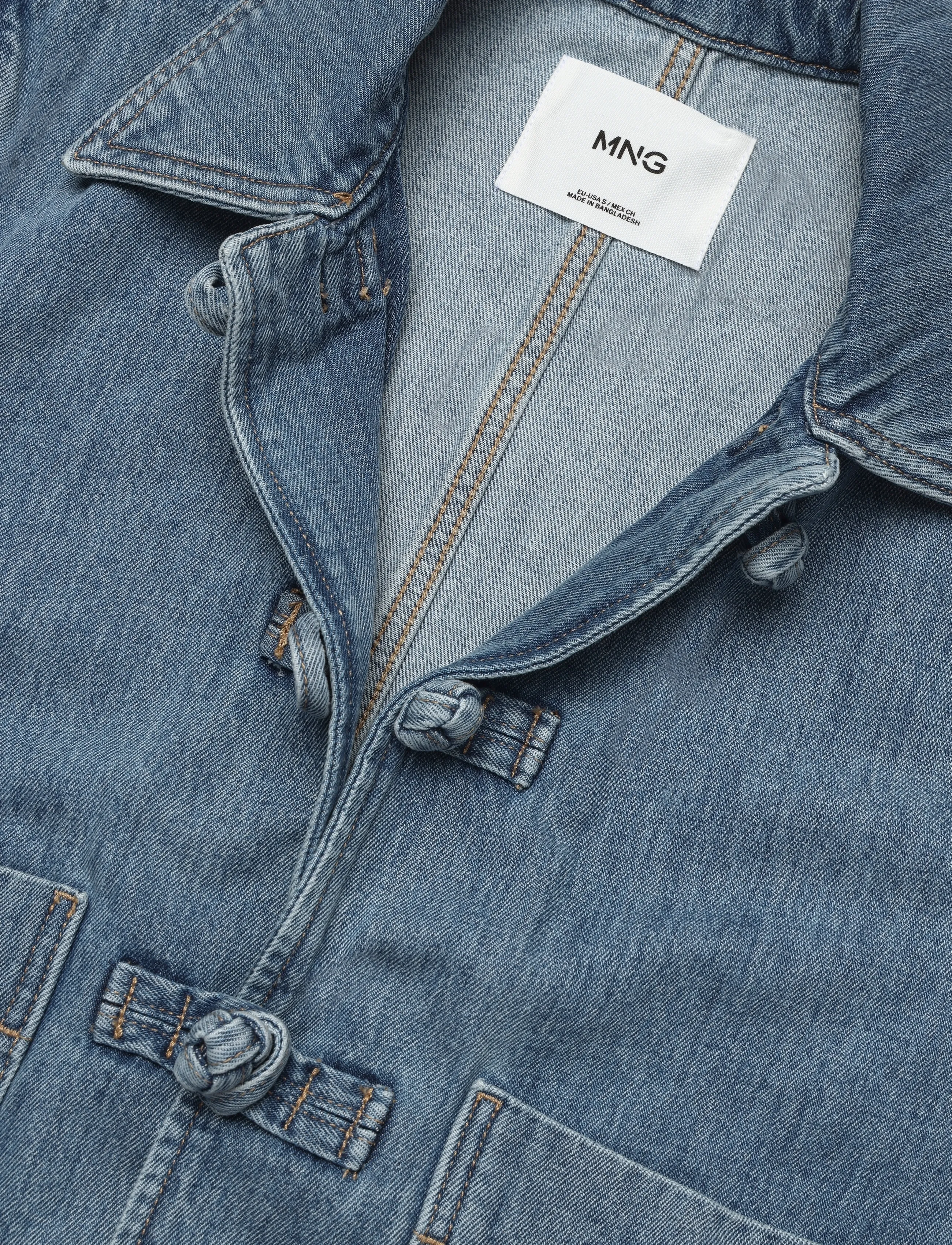 Mango - Denim jacket with toggle details - forårsjakker - open blue - 4