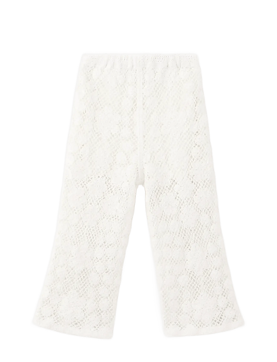 Mango - Straight crochet trousers - babybukser - light beige - 1