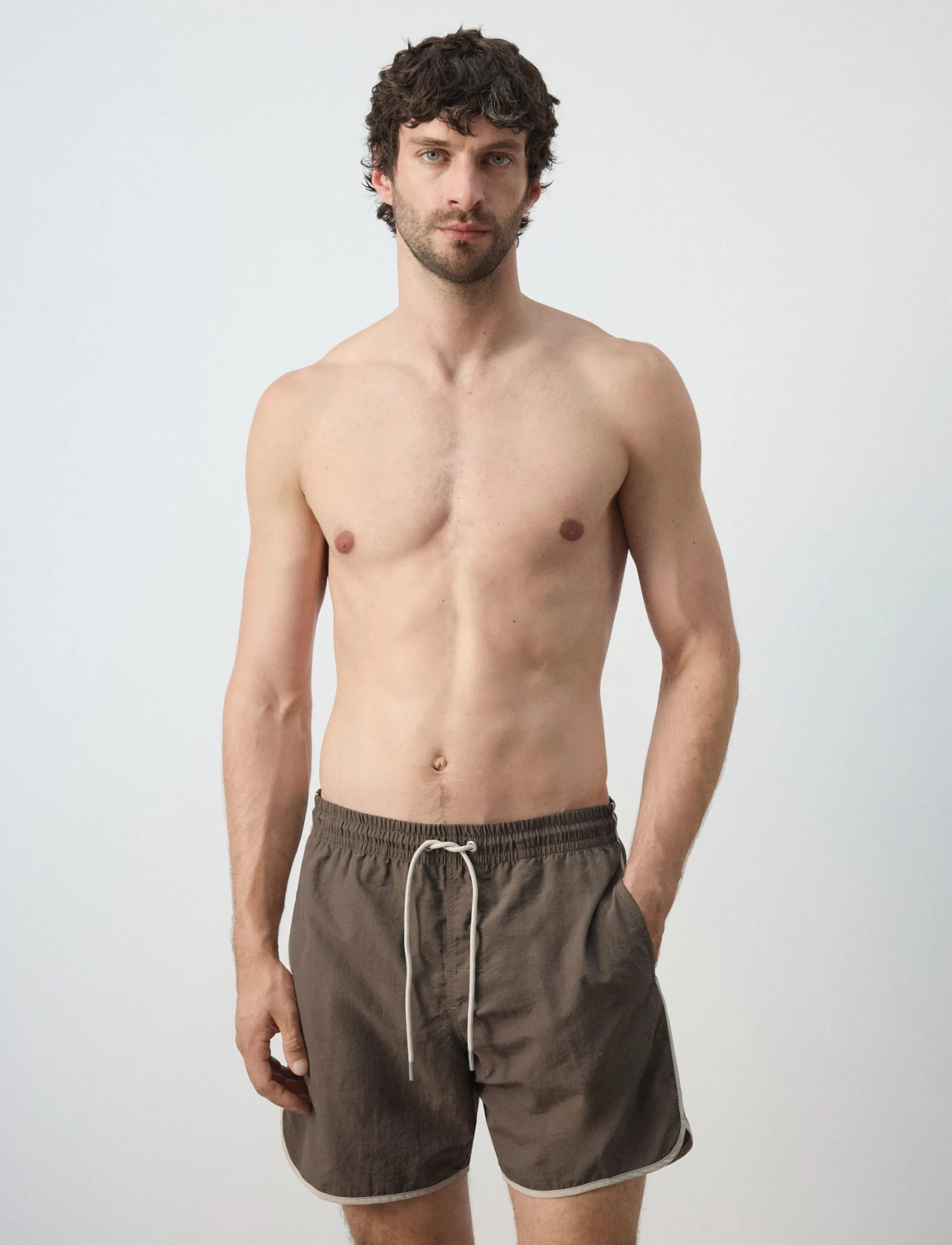 Mango Basic Drawstring Swimsuit, M, Bademode, Braun - Shorts, Männerswear