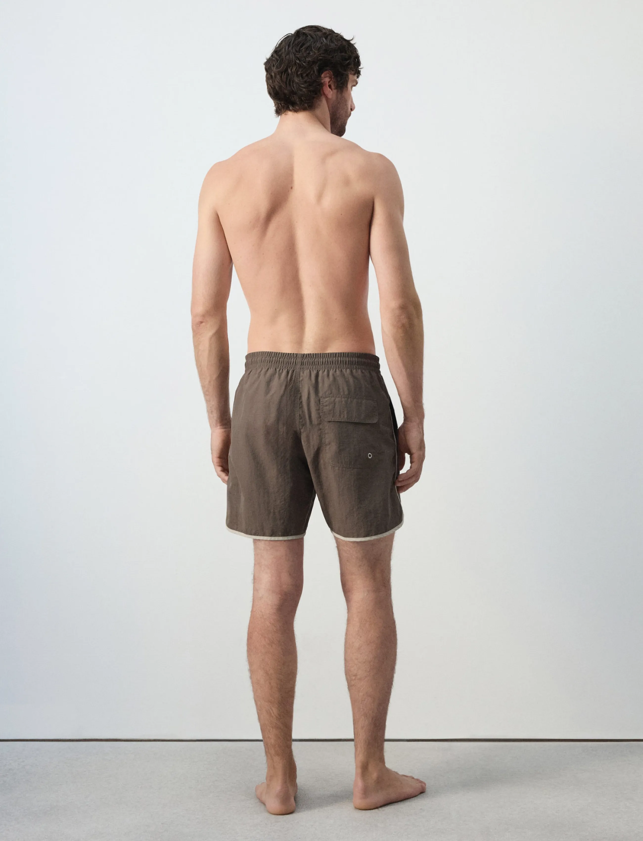 Mango - Basic drawstring swimsuit - brown - 2