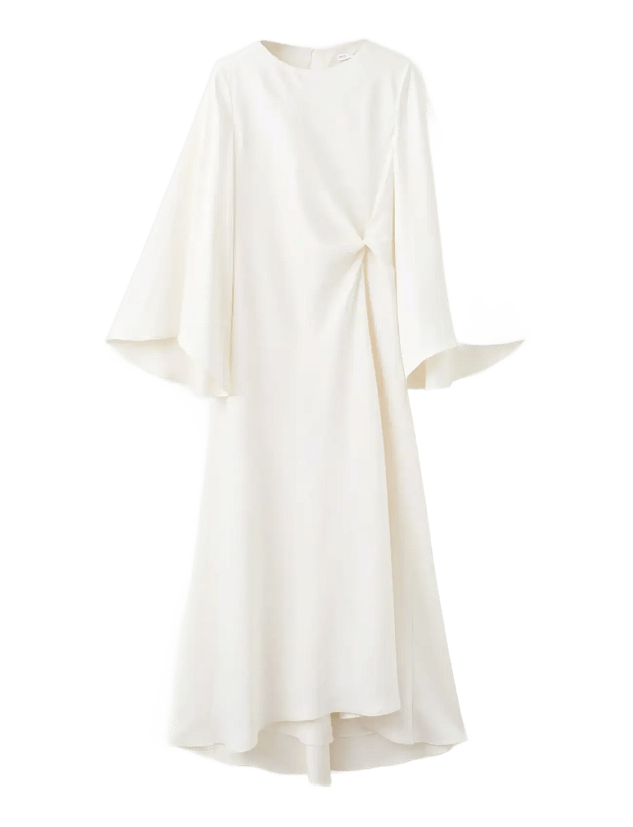 Mango - Ruched satin dress - festklänningar - light beige - 0