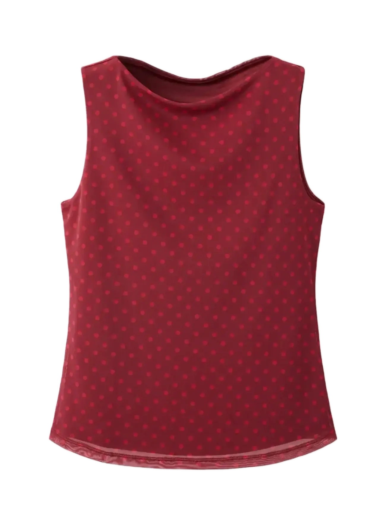 MANGO Polka Dot Print Tulle Oberteil Rot - S - Damen