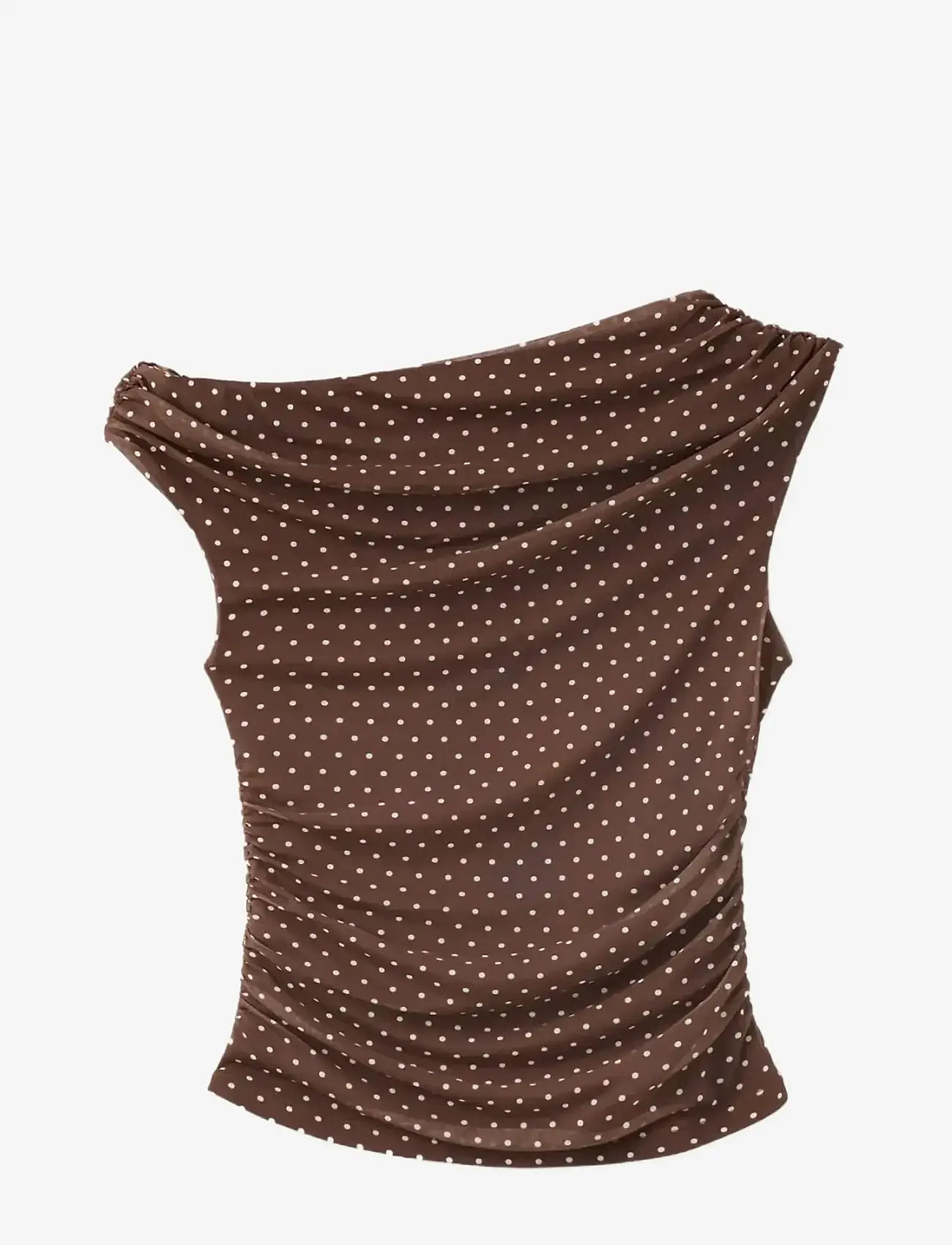 Mango - Asymmetric polka dot top - særlige begivenheder - brown - 1