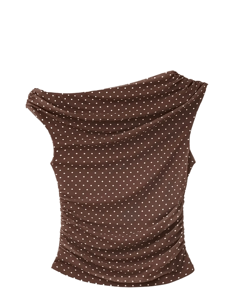 Mango - Asymmetric polka dot top - særlige begivenheder - brown - 1