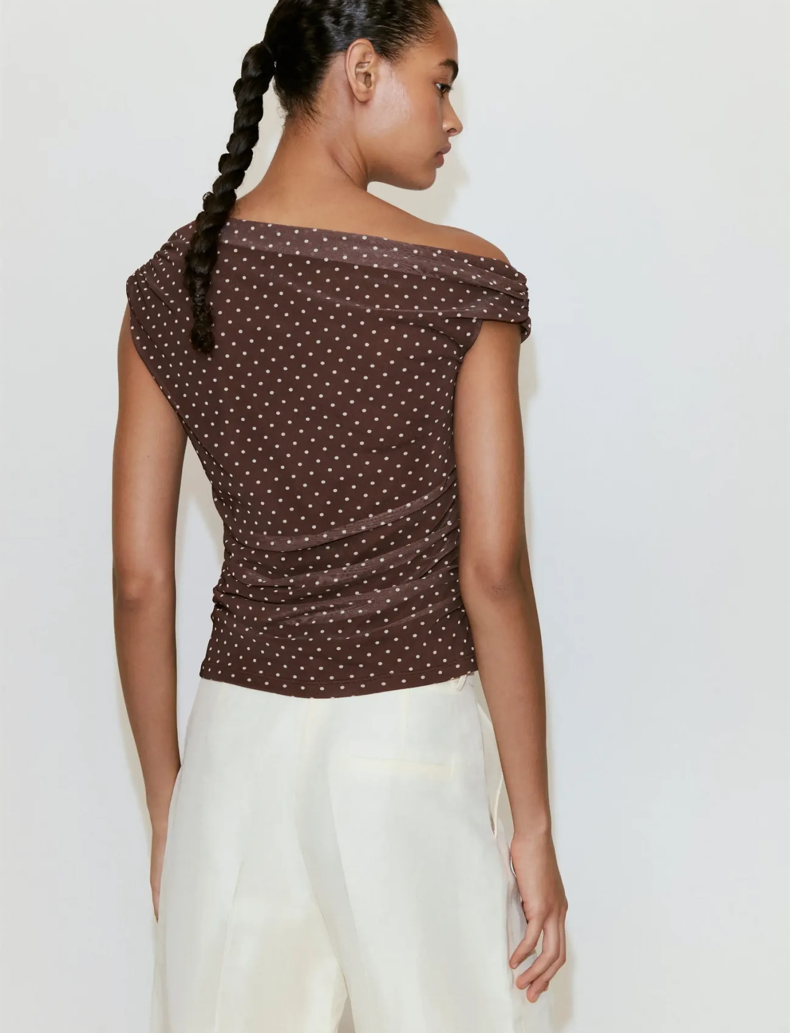 Mango - Asymmetric polka dot top - besondere anlässe - brown - 2