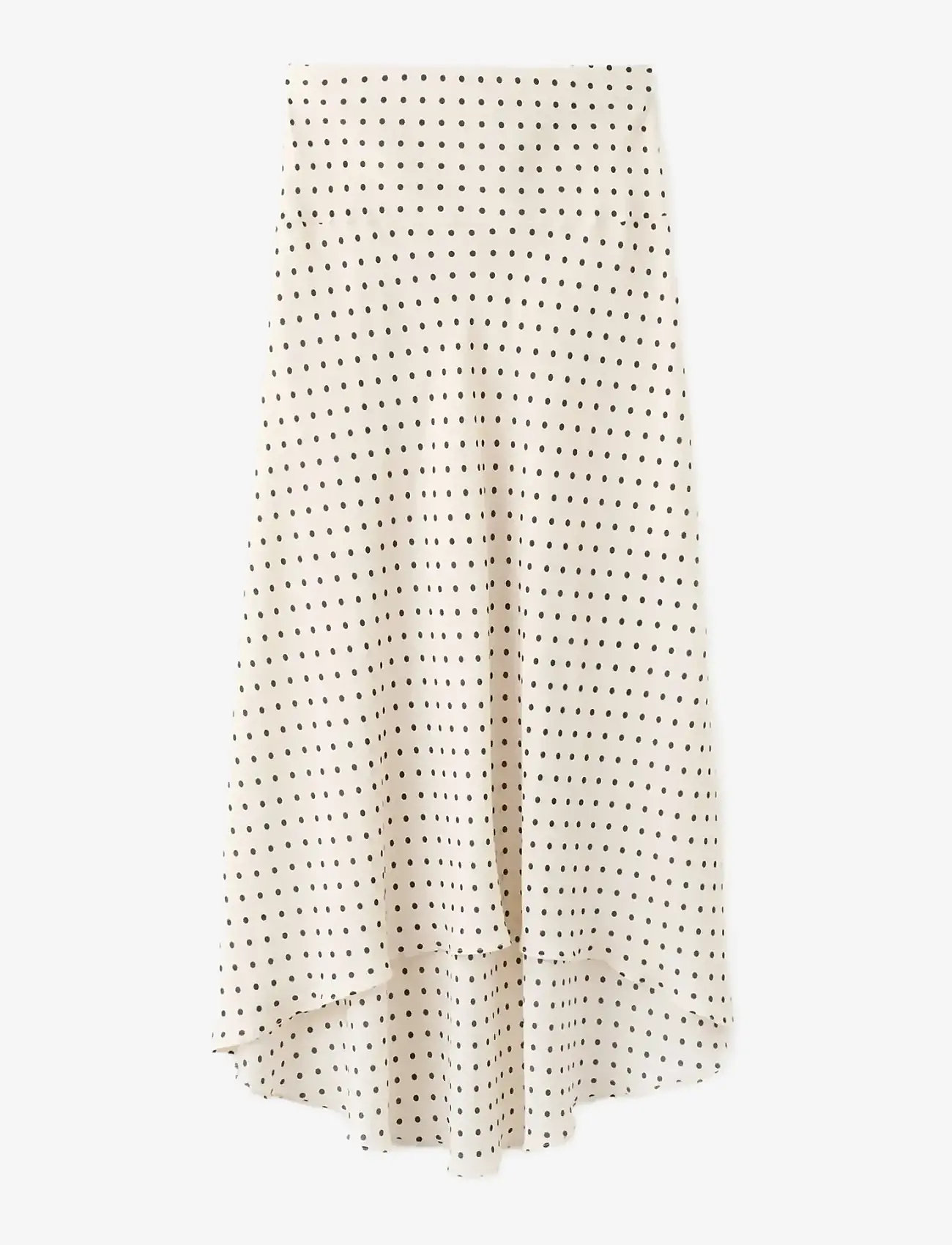 Mango - Polka dot skirt with asymmetric hem - midi nederdele - light beige - 0
