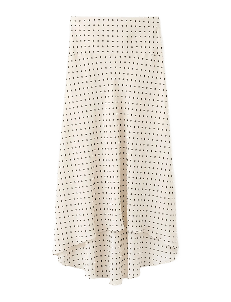 Mango - Polka dot skirt with asymmetric hem - midi nederdele - light beige - 0