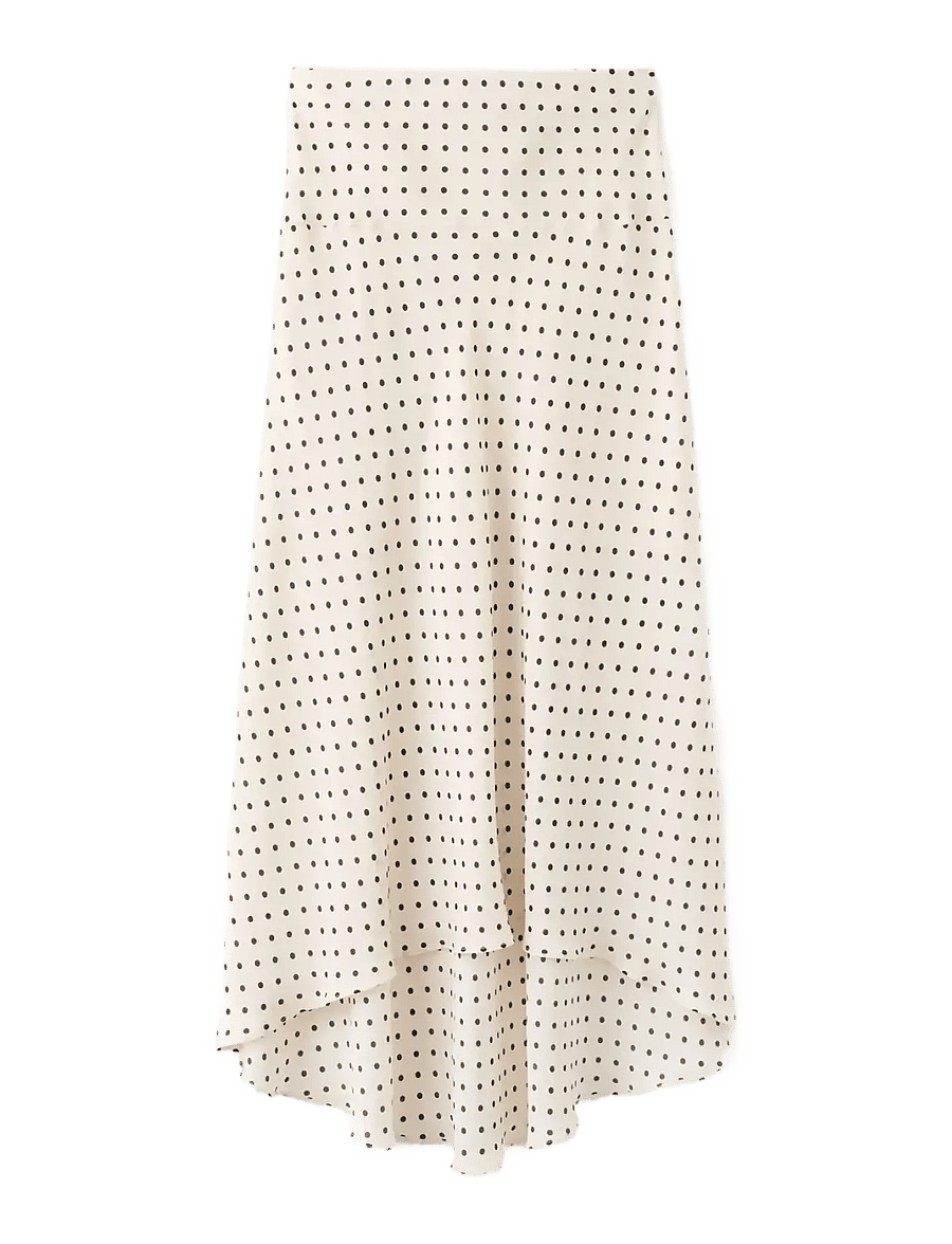 Mango - Polka dot skirt with asymmetric hem - midi kjolar - light beige - 0