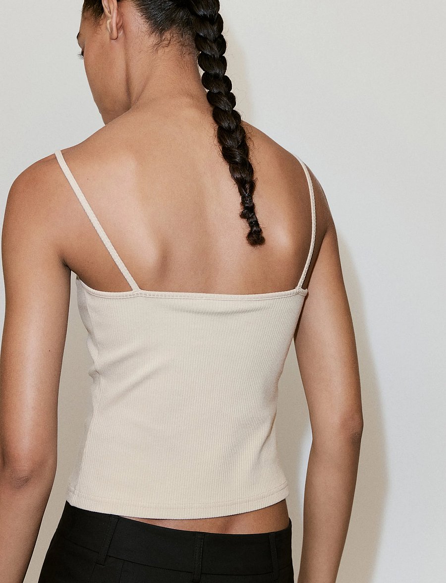 Mango - Fitted top with lace detail - linnen - lt pastel brown - 3