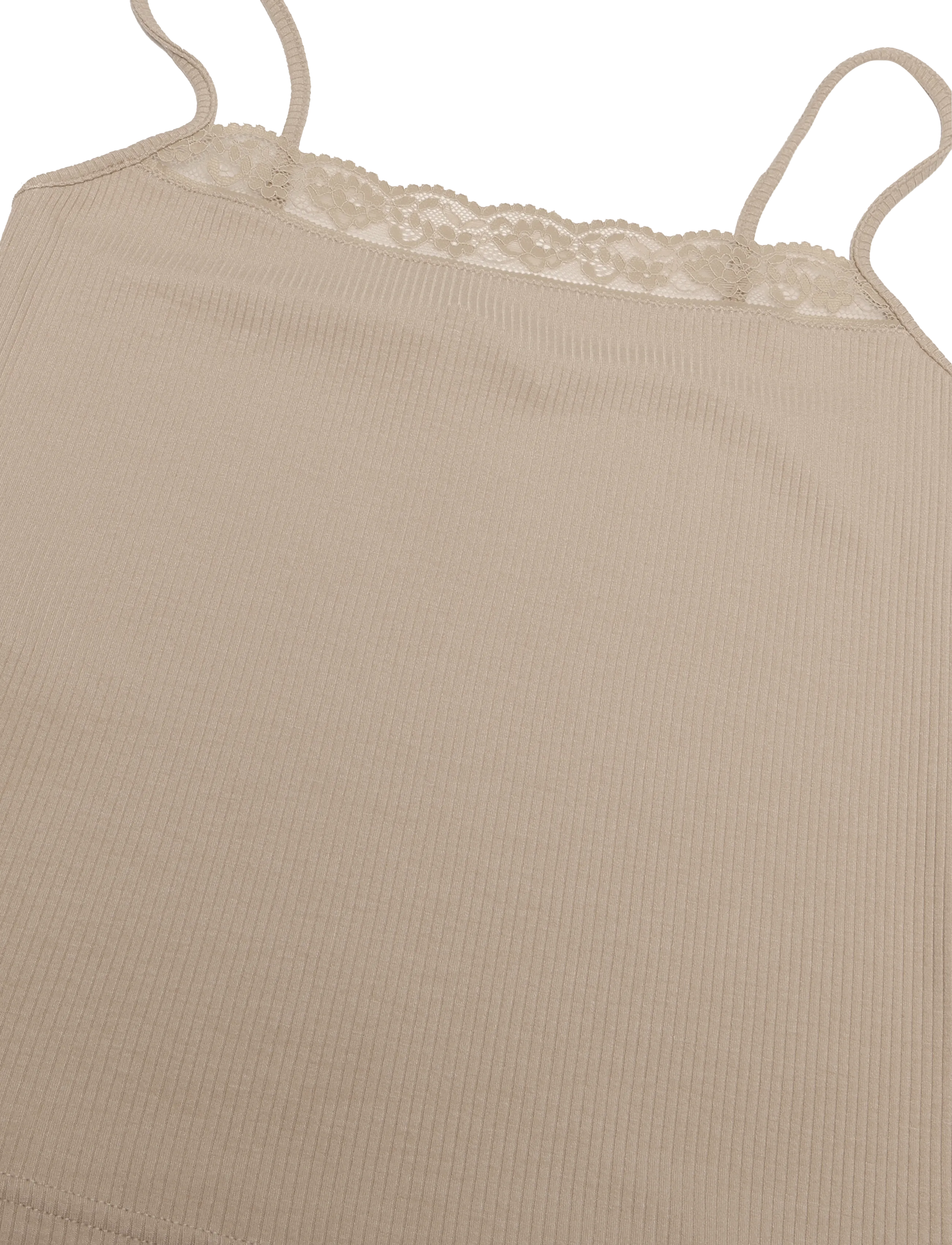 Mango - Fitted top with lace detail - tanktops - lt pastel brown - 4