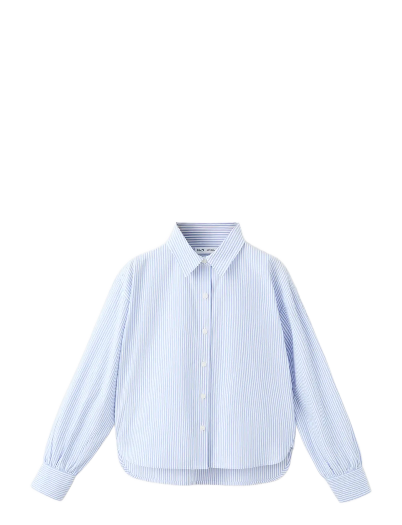 Mango Cotton Shirt With A Shirt Collar, 11, Blue, Skjorter > Langærmede Shirts, Børn