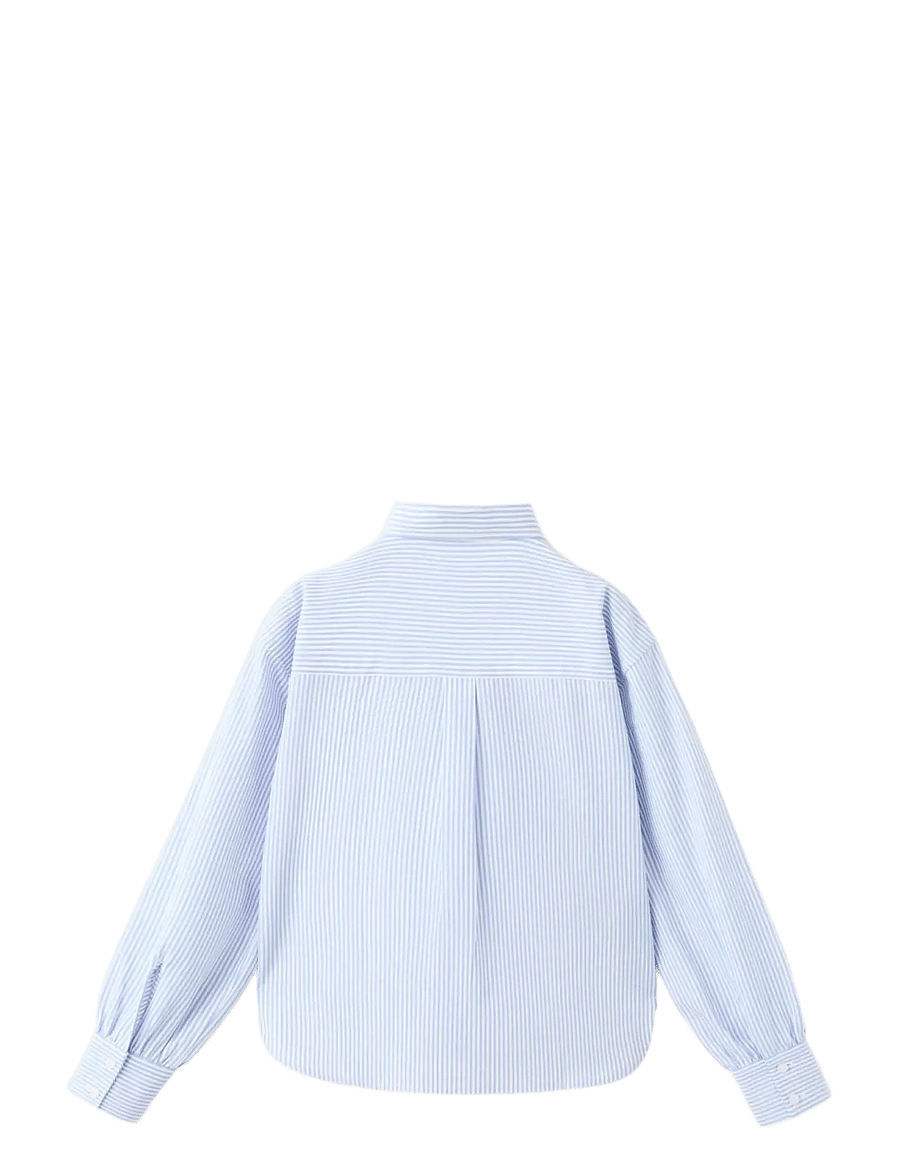 Mango - Cotton shirt with a shirt collar - långärmade skjortor - medium blue - 1