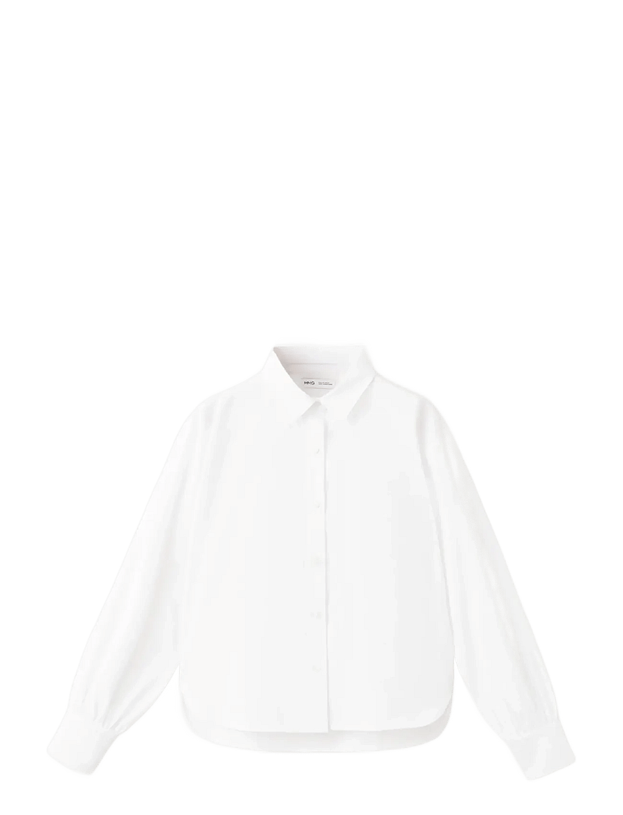 Mango - Cotton shirt with a shirt collar - langærmede skjorter - white - 1