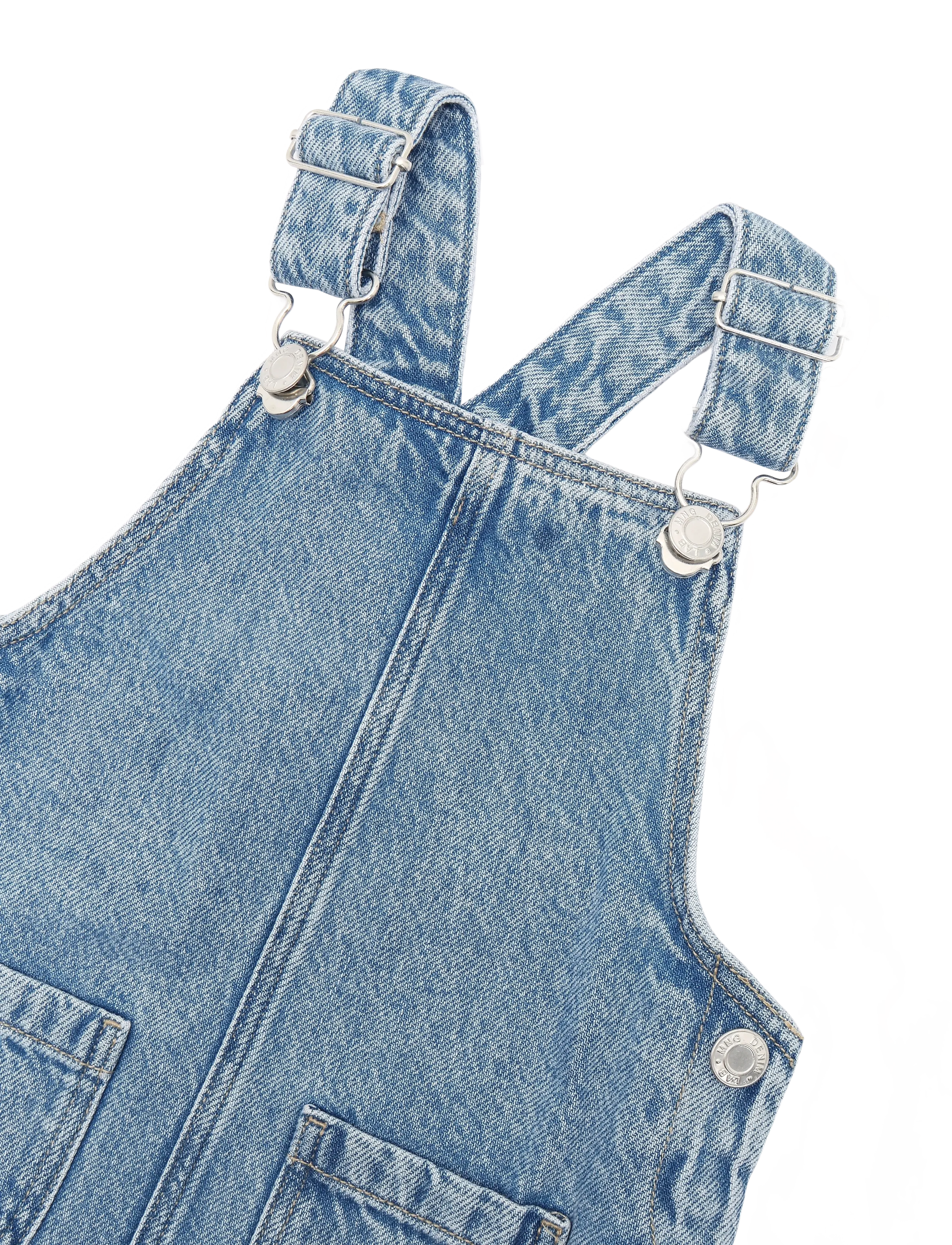 Mango - Short denim pinafore - open blue - 2