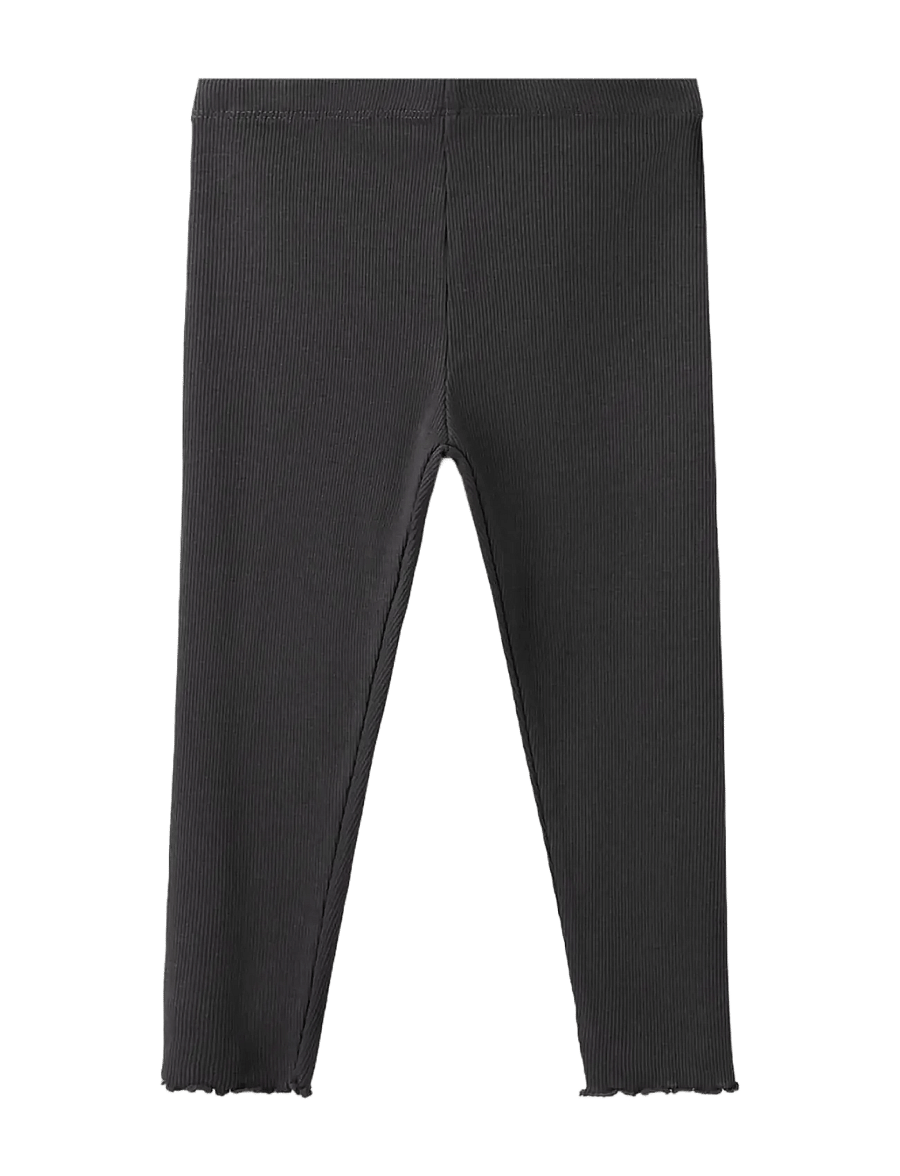 Mango - Cotton ribbed leggings - leggings - charcoal - 0