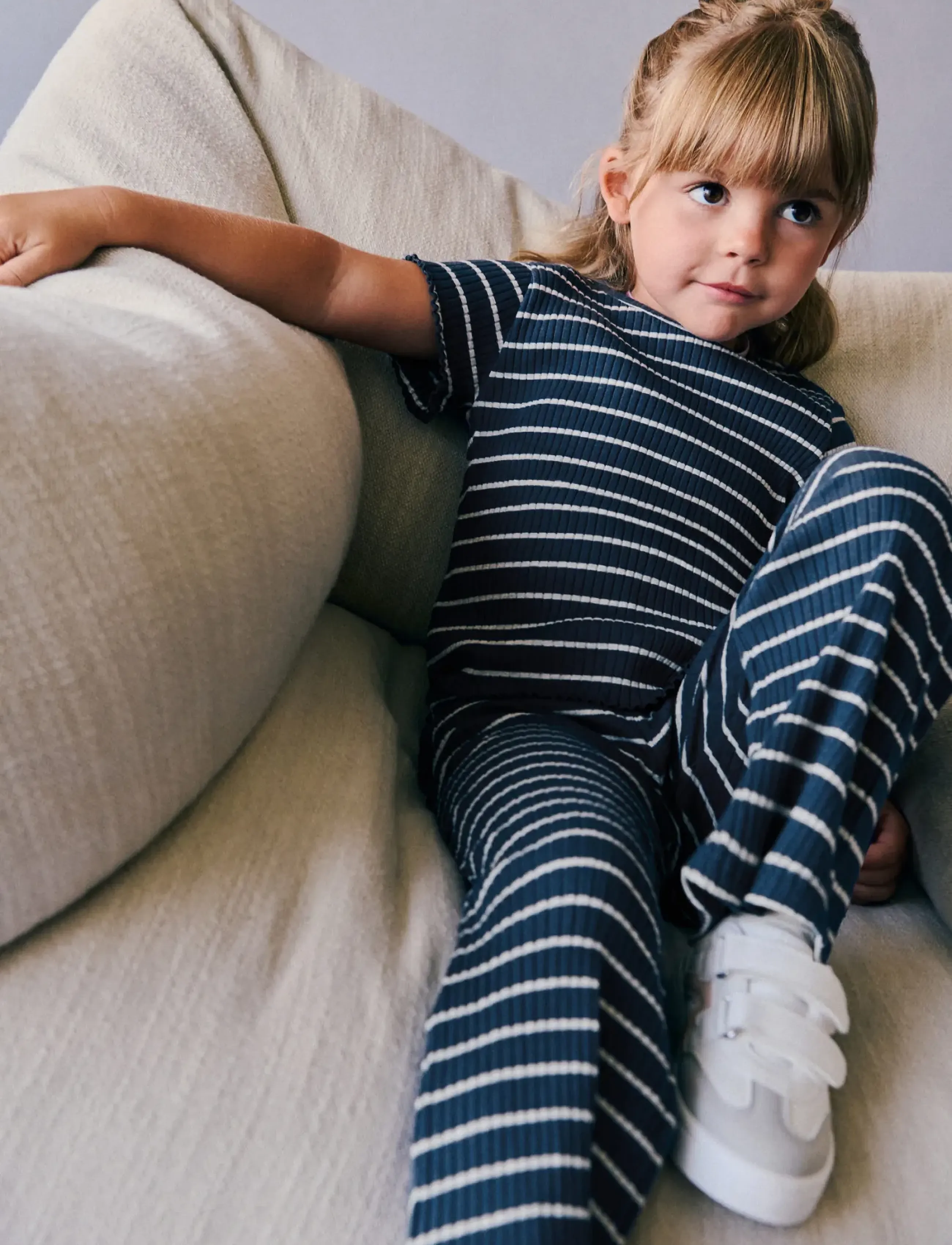 Mango Flared striped leggings - Mango - NAVY / navy
