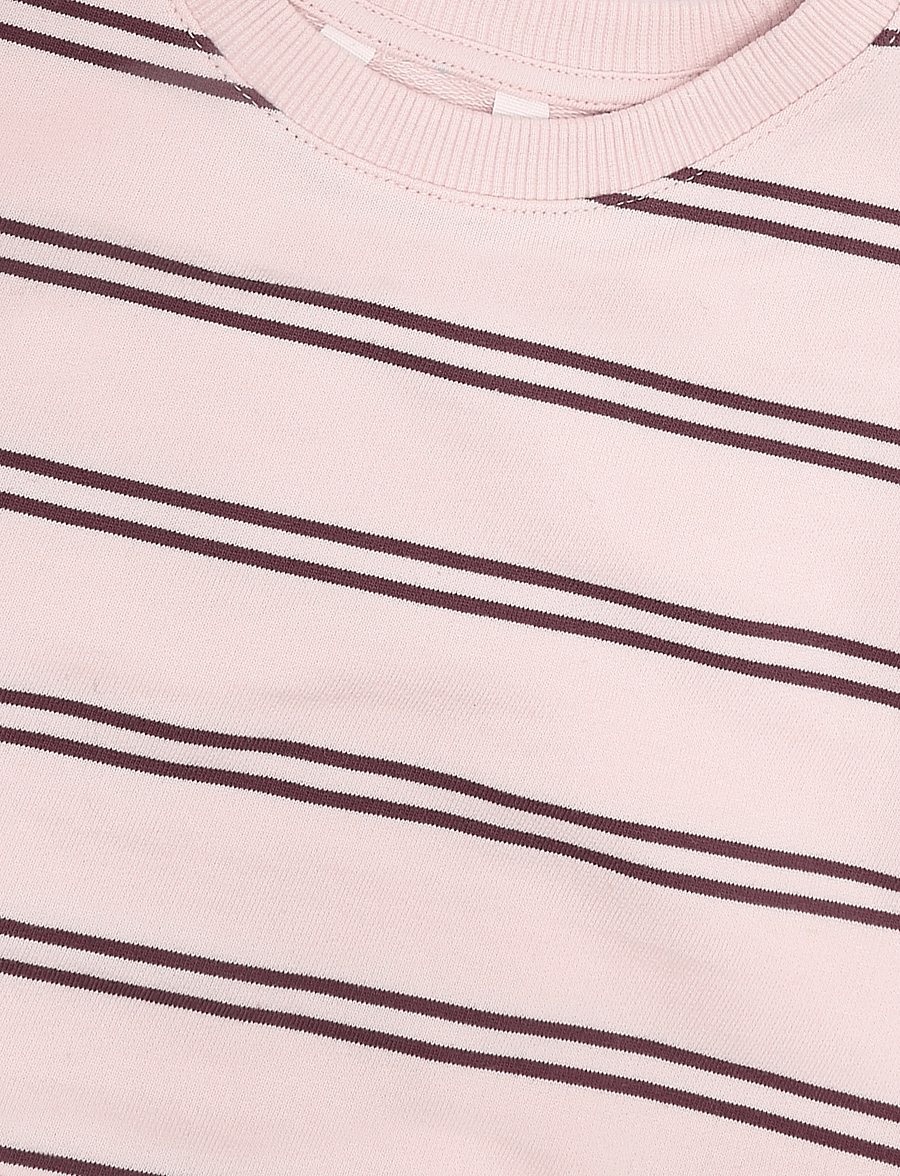 Mango - Striped cotton-blend sweatshirt - sweatshirts - pink - 2