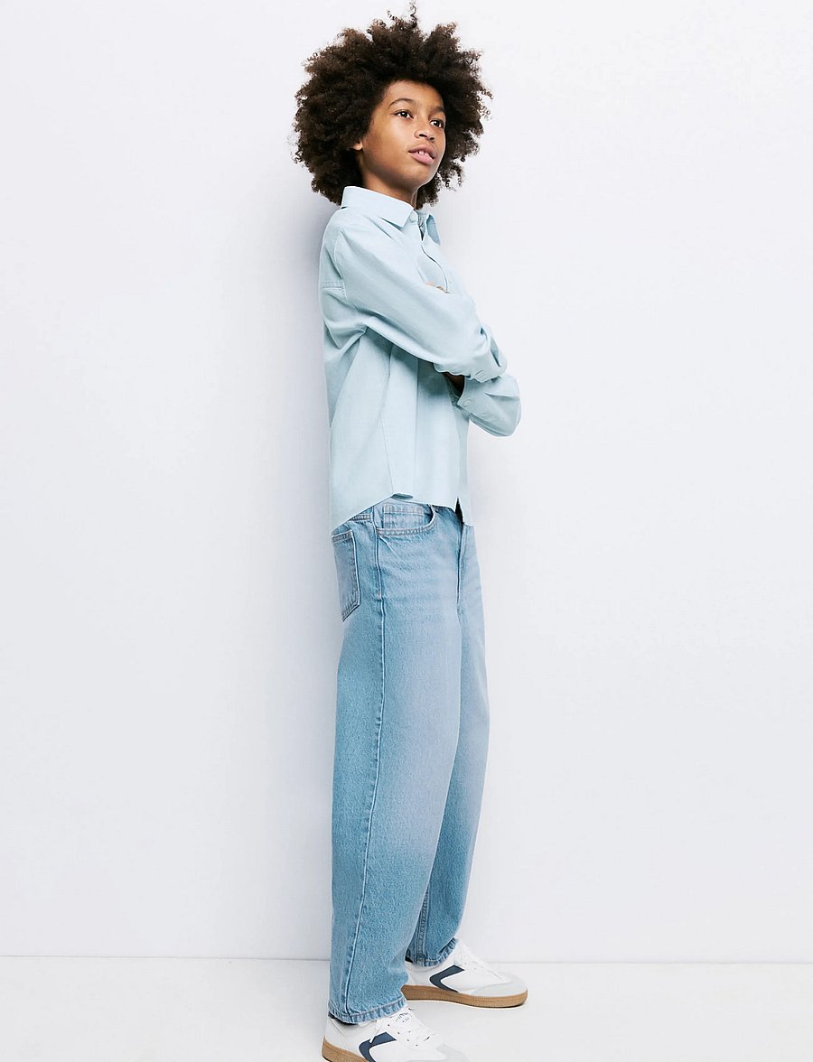 Mango - Straight fit cotton jeans - regular jeans - open blue - 0