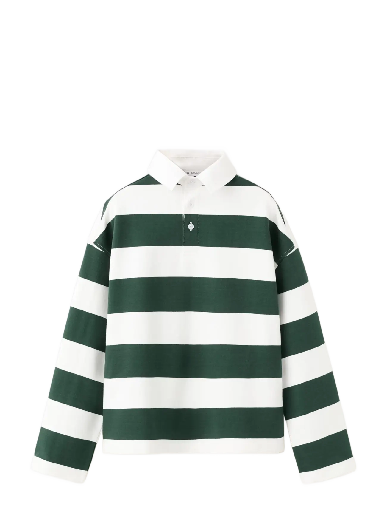 Mango - Oversized striped polo sweatshirt - langærmede poloer - dark green - 1