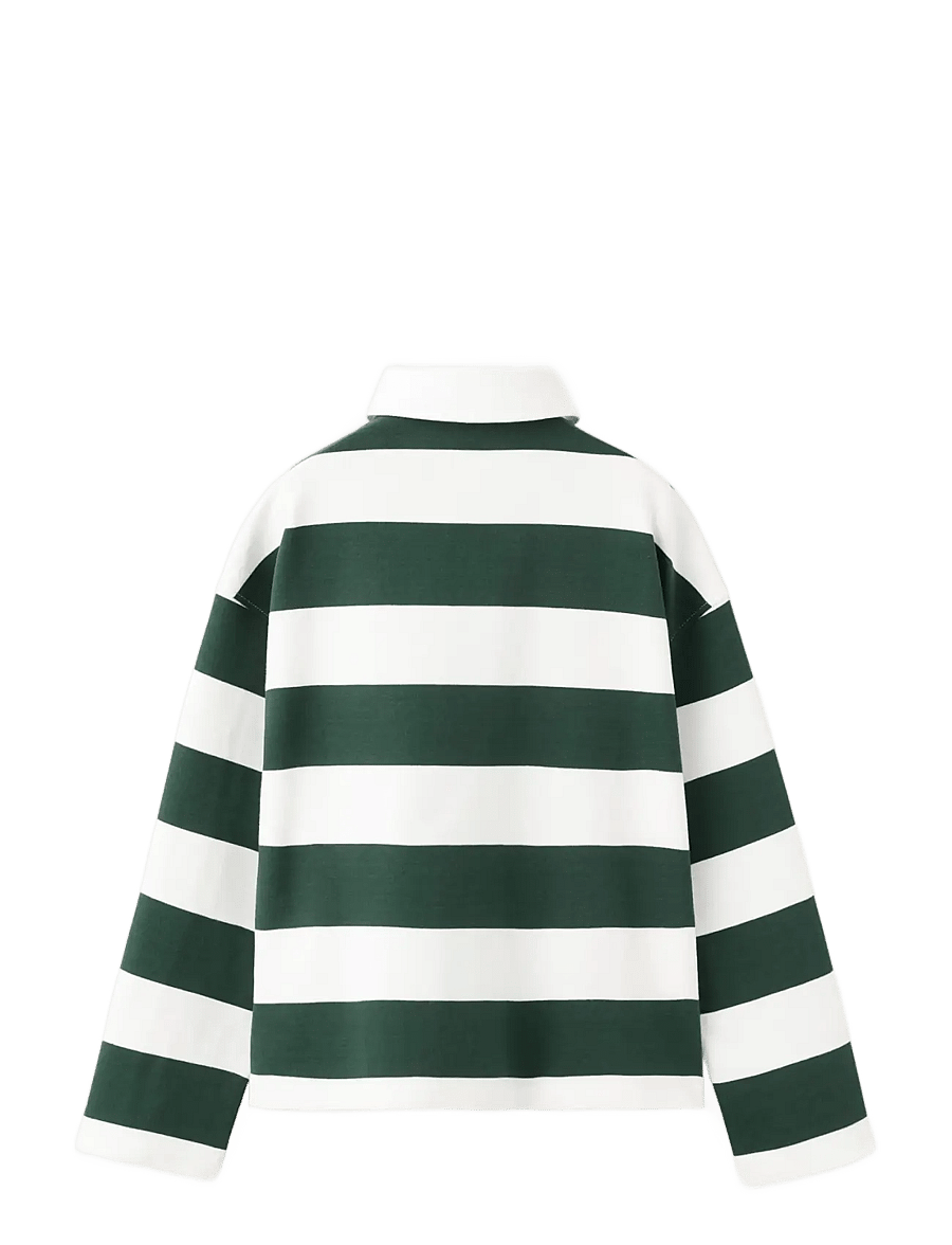 Mango - Oversized striped polo sweatshirt - langærmede poloer - dark green - 2