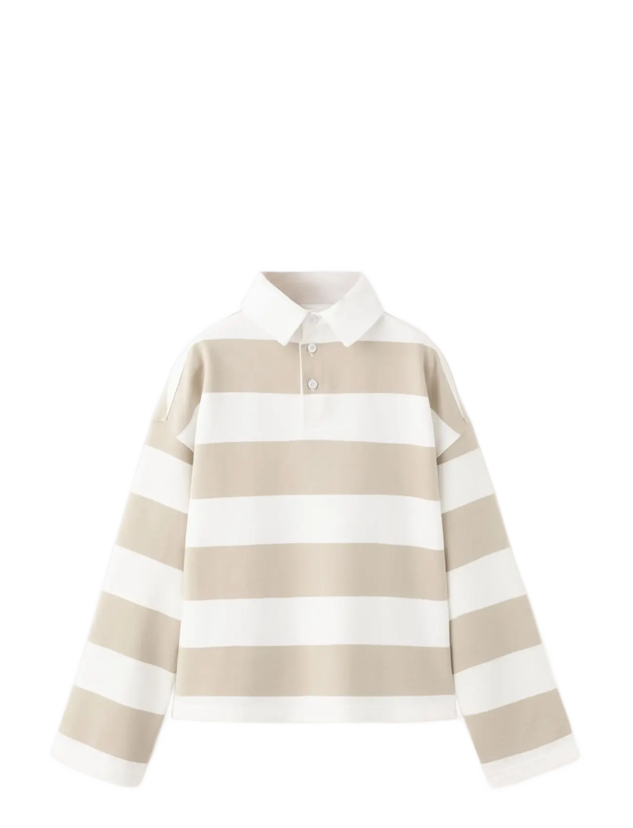 Mango Oversized Striped Polo Sweatshirt, Børn, Oversize Stribet Polo Sweatshirt, Beige, Str: 11-12