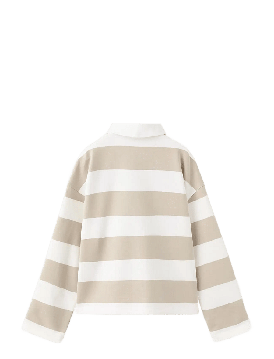 Mango - Oversized striped polo sweatshirt - långärmade pikéer - lt pastel brown - 1