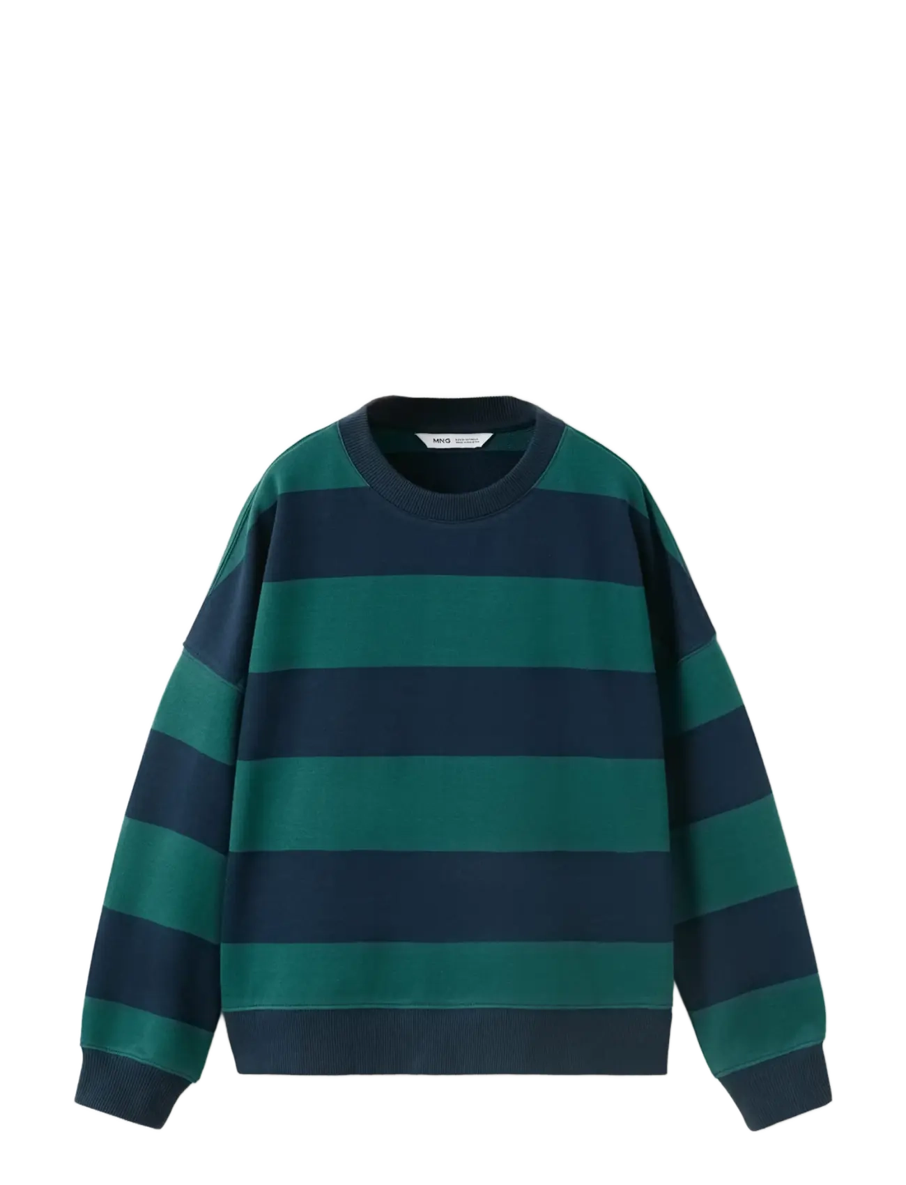 Mango Boxy fit striped sweatshirt - Överdelar - GREEN / green