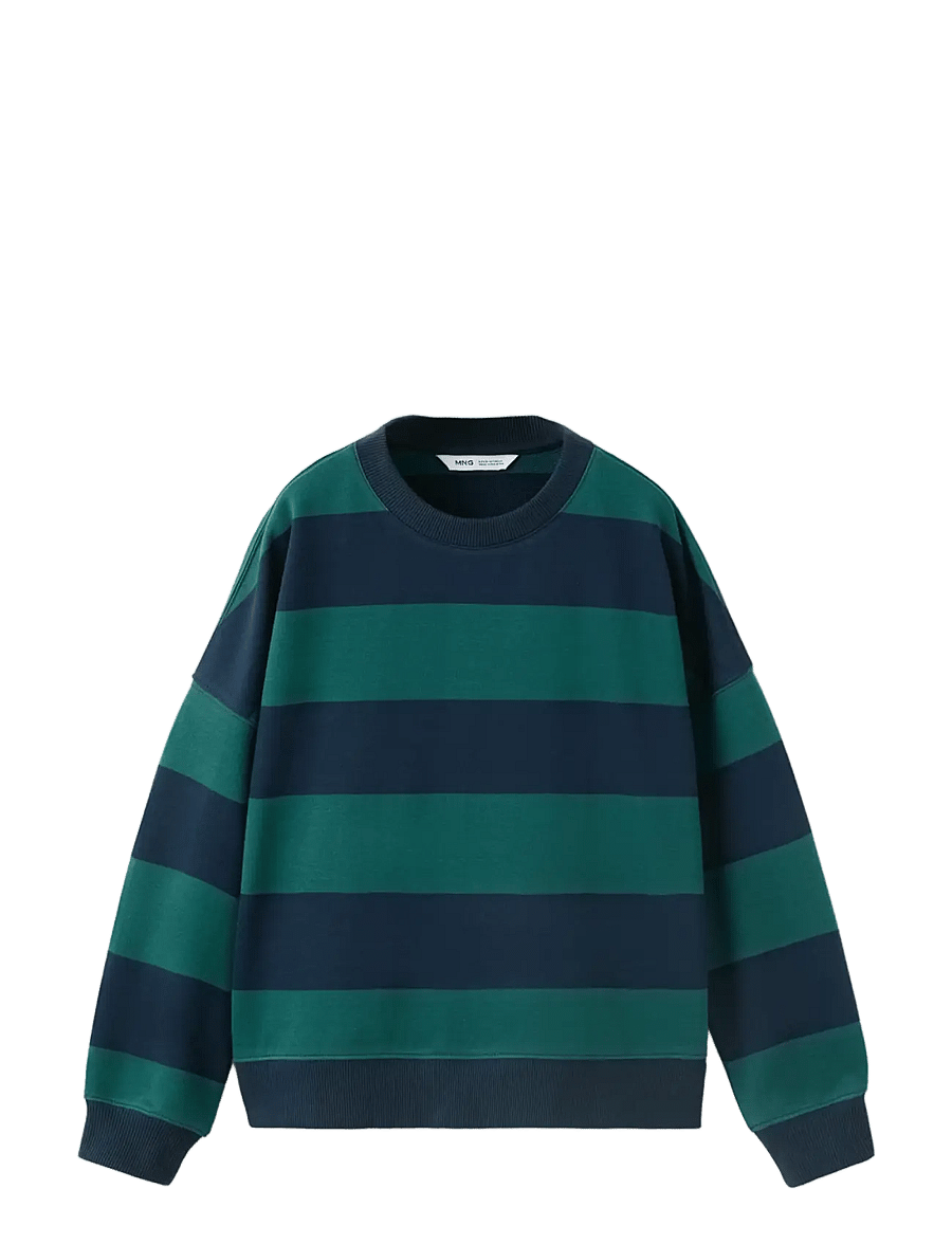 Mango - Boxy fit striped sweatshirt - sweatshirts - green - 0