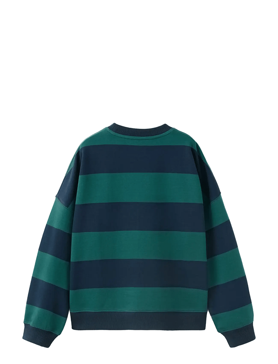Mango - Boxy fit striped sweatshirt - sweatshirts - green - 1
