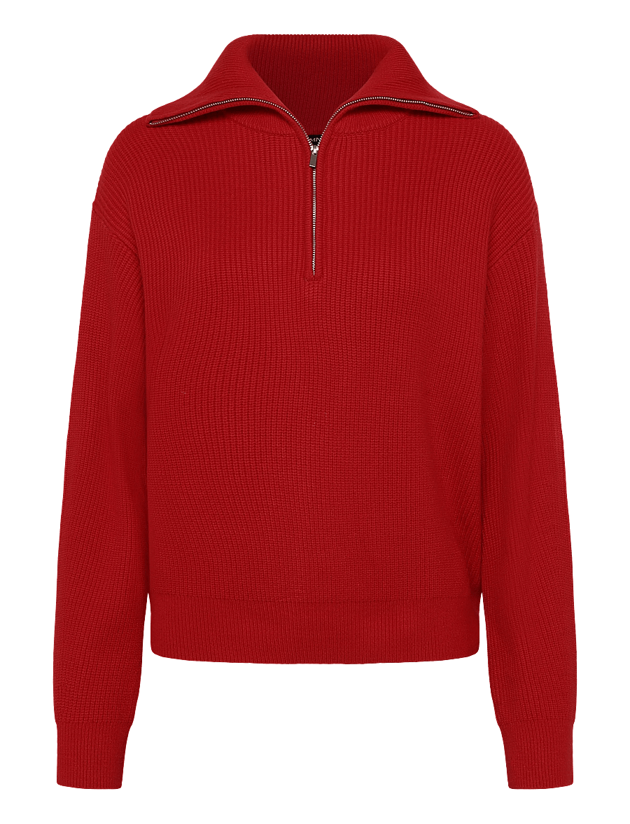 Mango - Sweater with contrasting zip collar - striktrøjer - red - 1