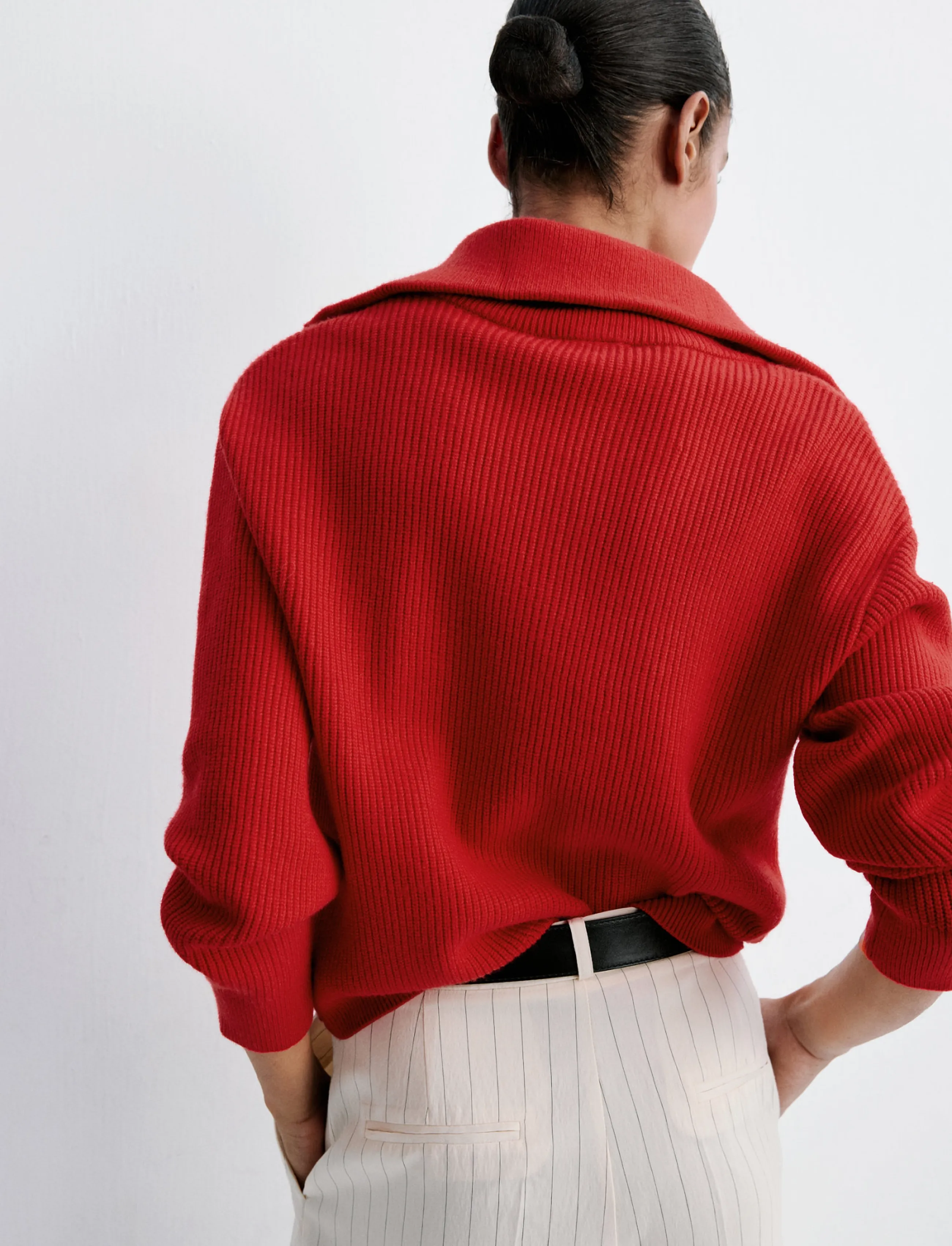 Mango - Sweater with contrasting zip collar - stickade tröjor - red - 2
