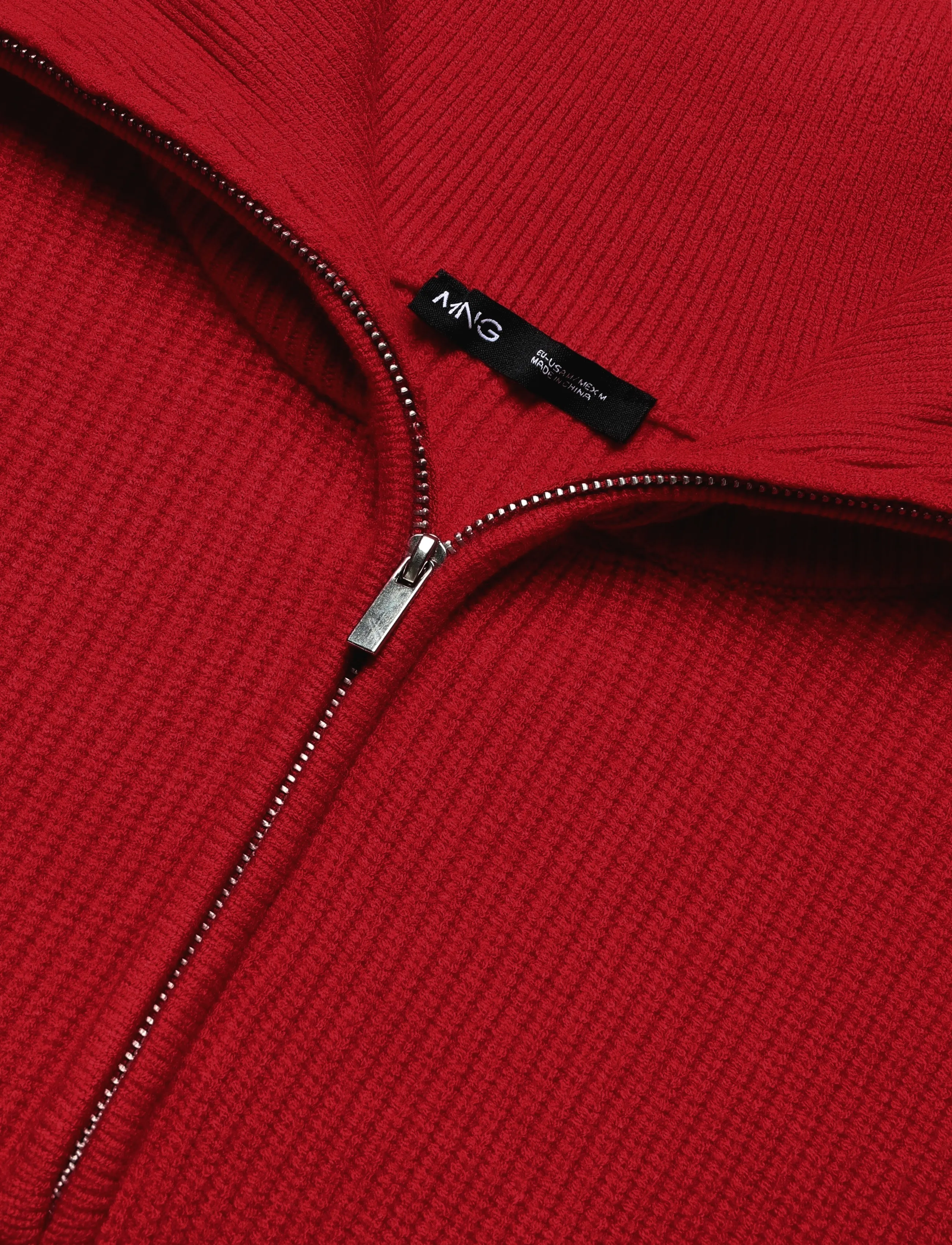 Mango - Sweater with contrasting zip collar - striktrøjer - red - 4