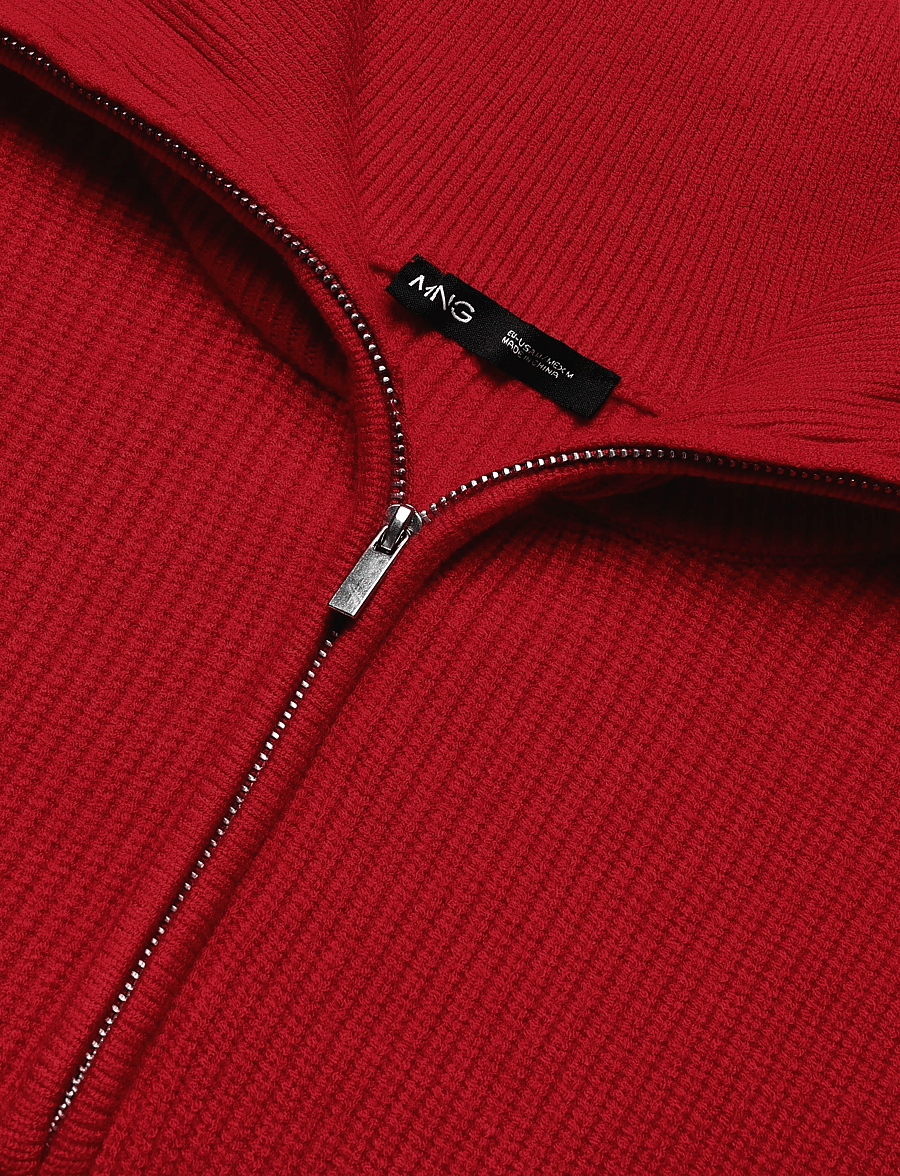 Mango - Sweater with contrasting zip collar - striktrøjer - red - 4