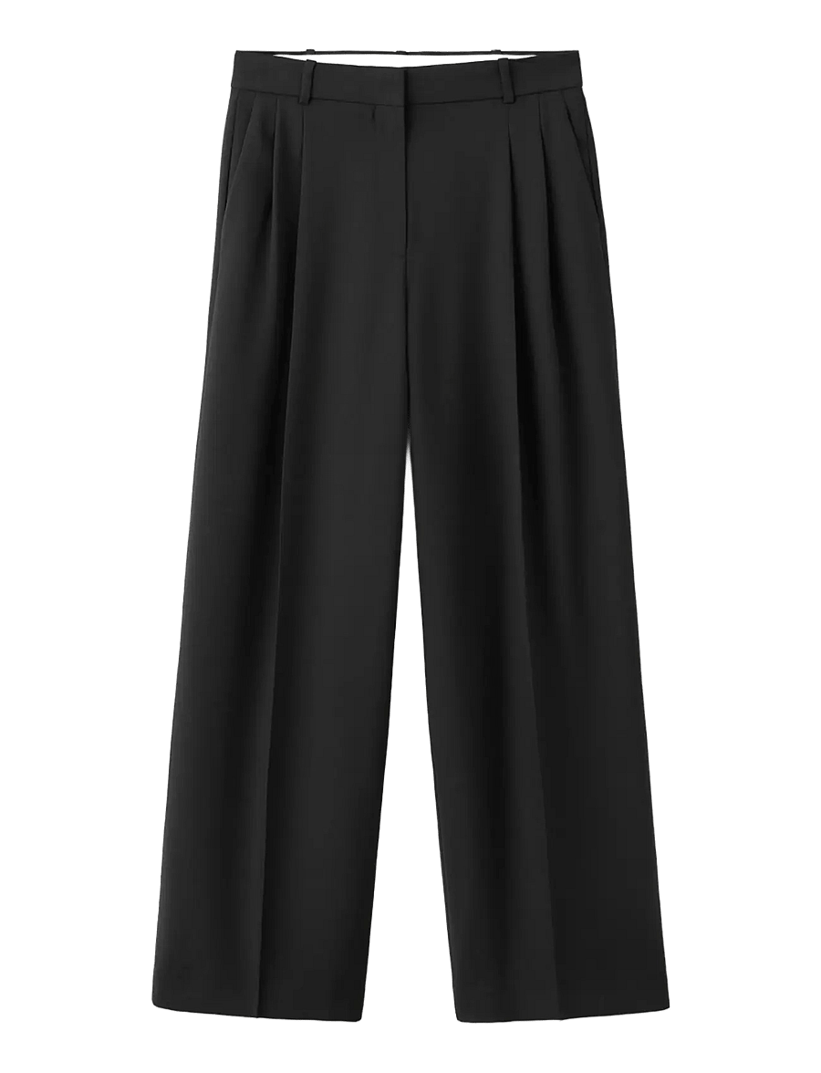 Mango - Straight-fit pleated trousers - habitbukser - black - 1