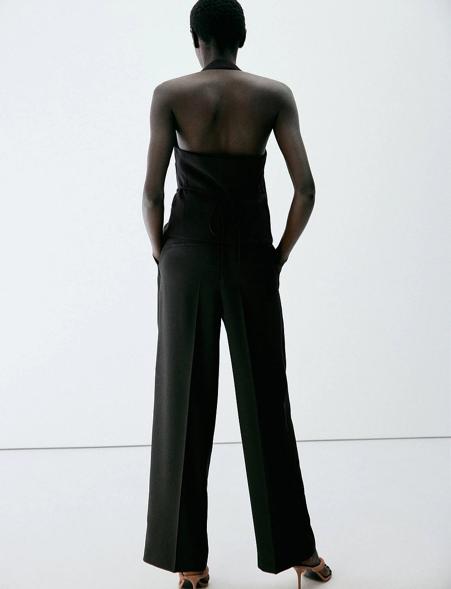 Mango - Straight-fit pleated trousers - habitbukser - black - 2
