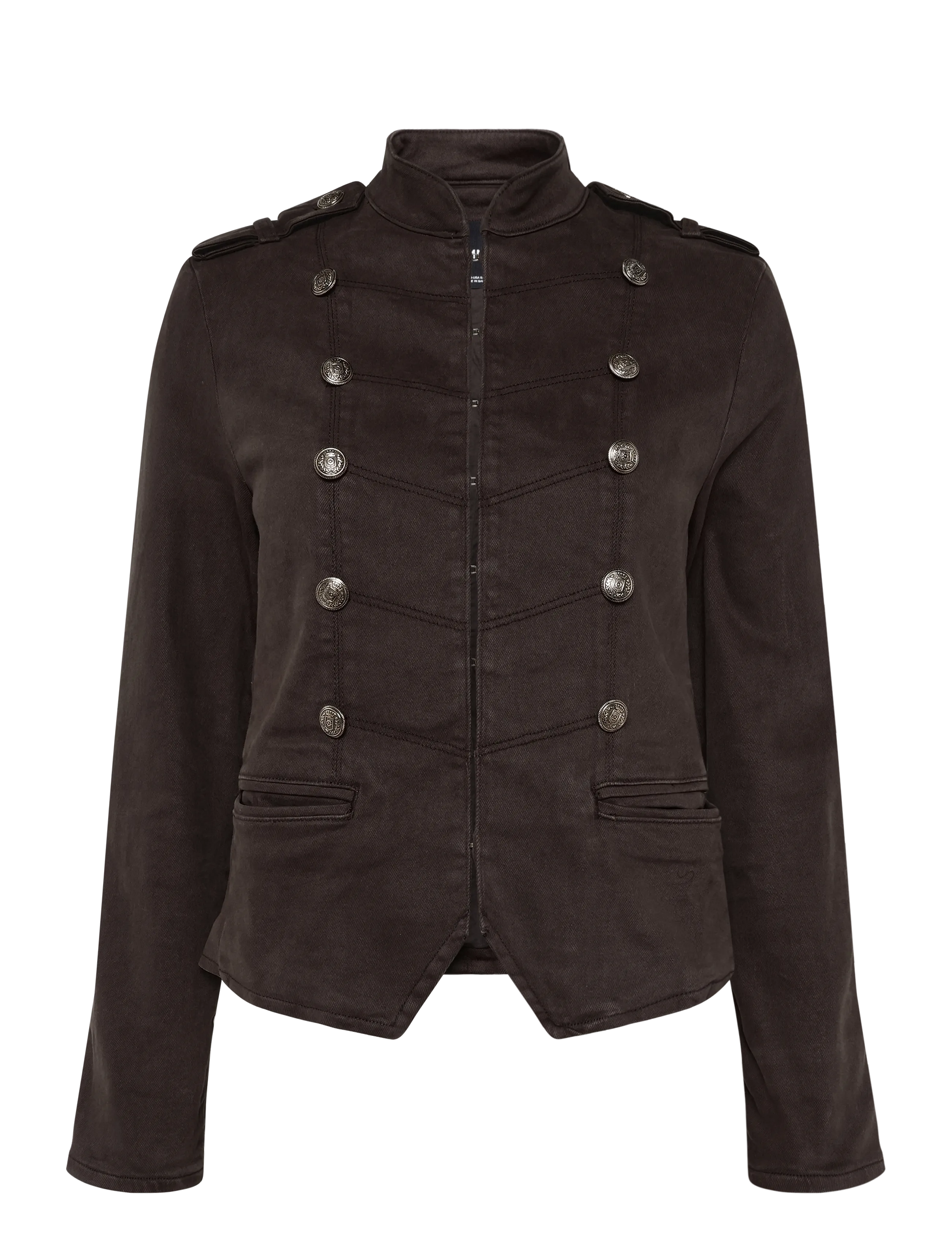 Mango - Denim jacket with band collar - denimjakker - dark brown - 1