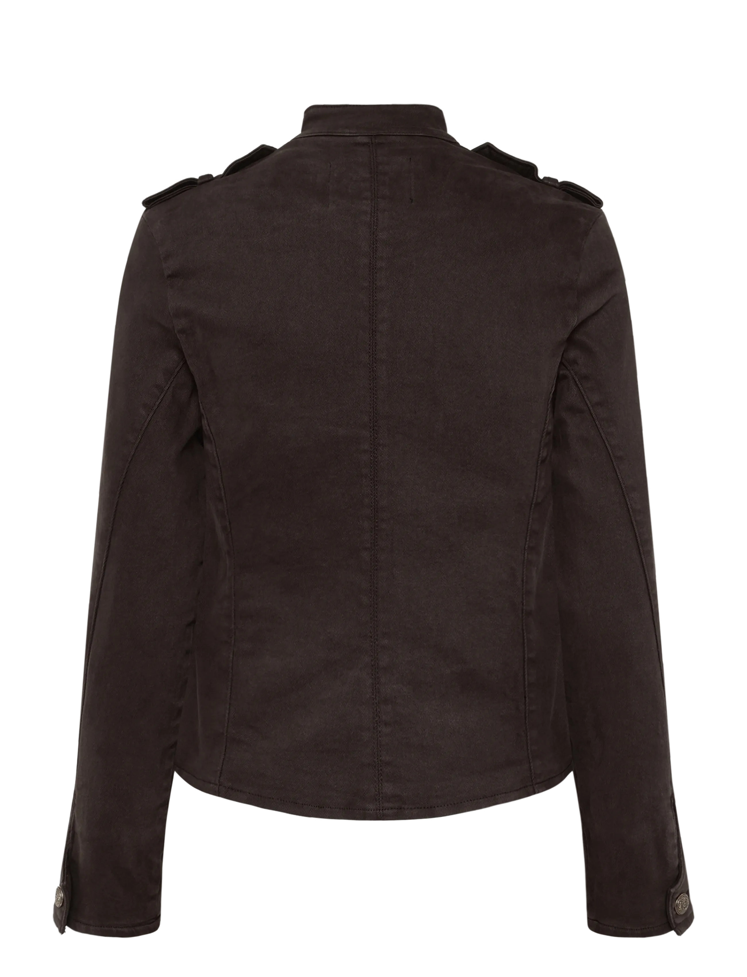 Mango - Denim jacket with band collar - denimjakker - dark brown - 2