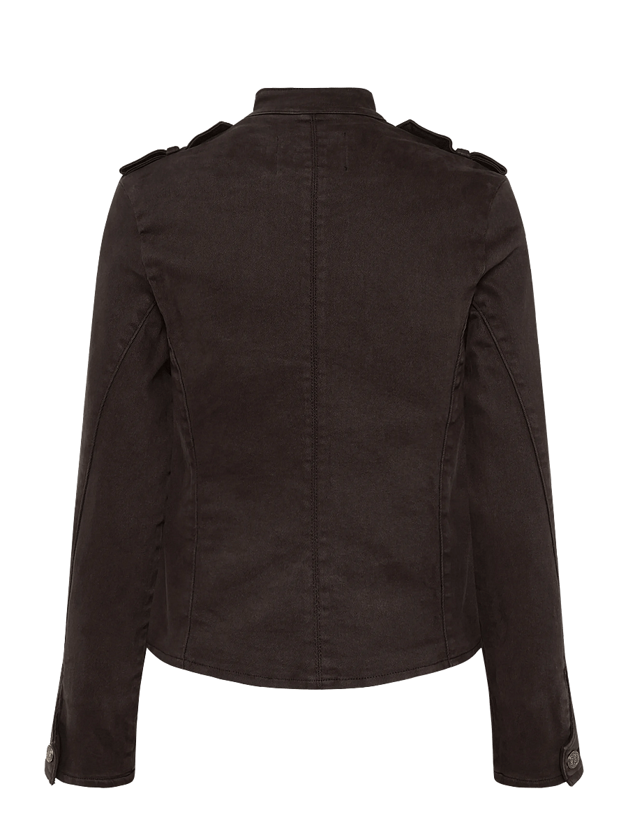 Mango - Denim jacket with band collar - denimjakker - dark brown - 2