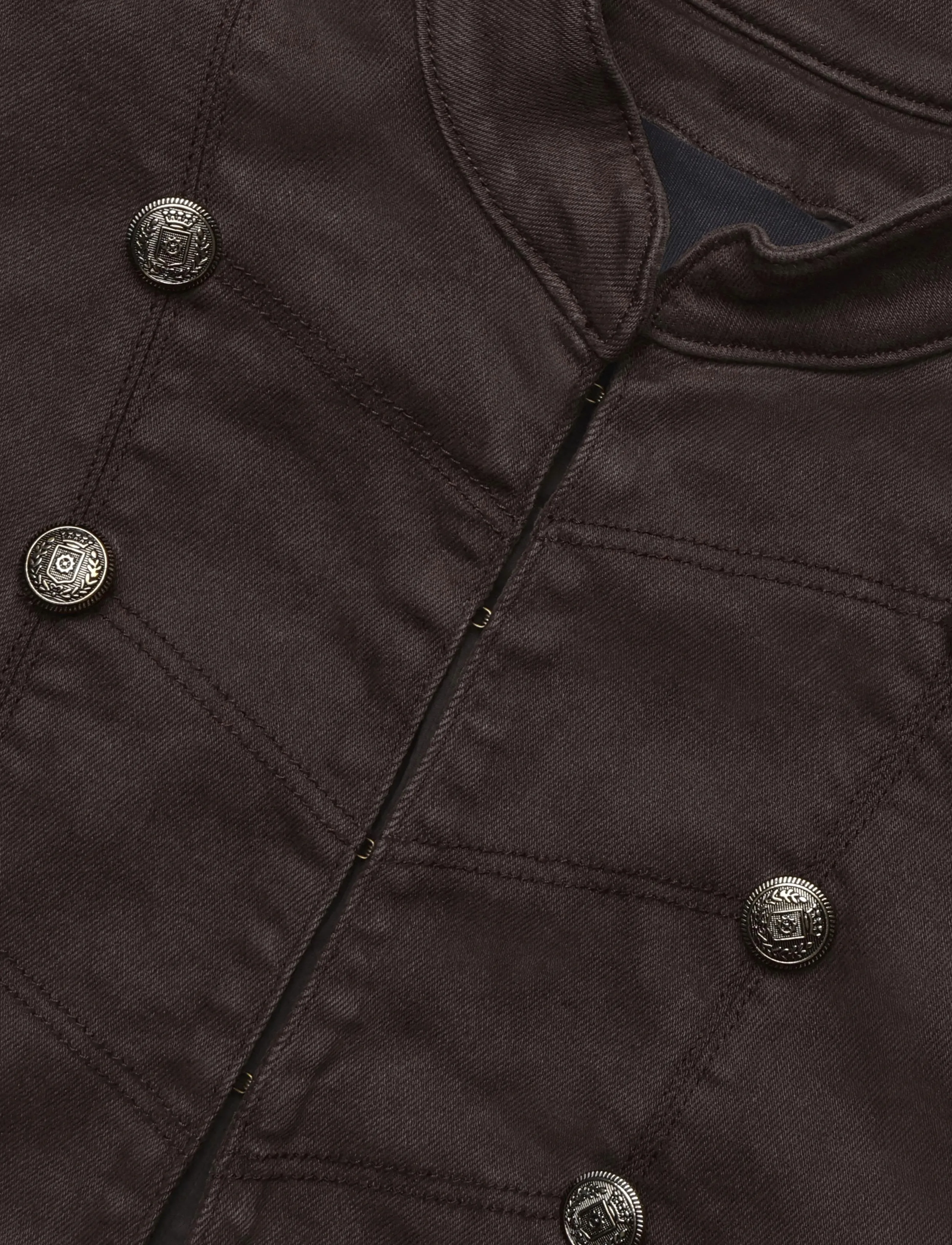 Mango - Denim jacket with band collar - denimjakker - dark brown - 4