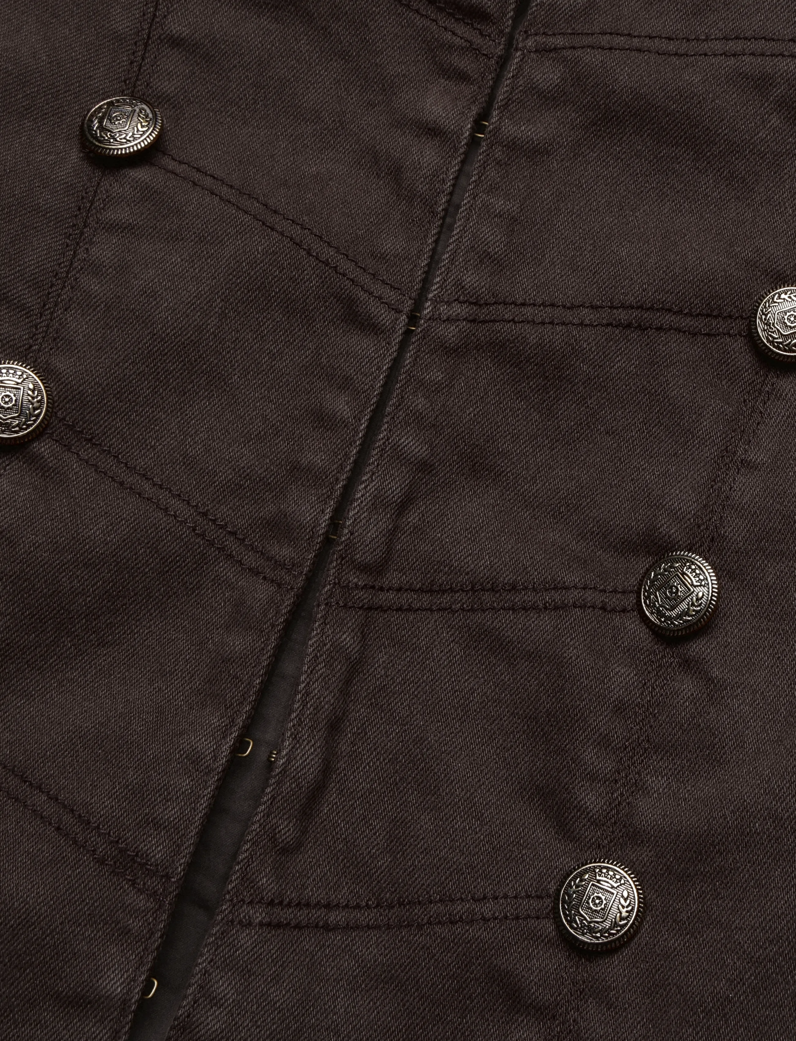 Mango - Denim jacket with band collar - denimjakker - dark brown - 5