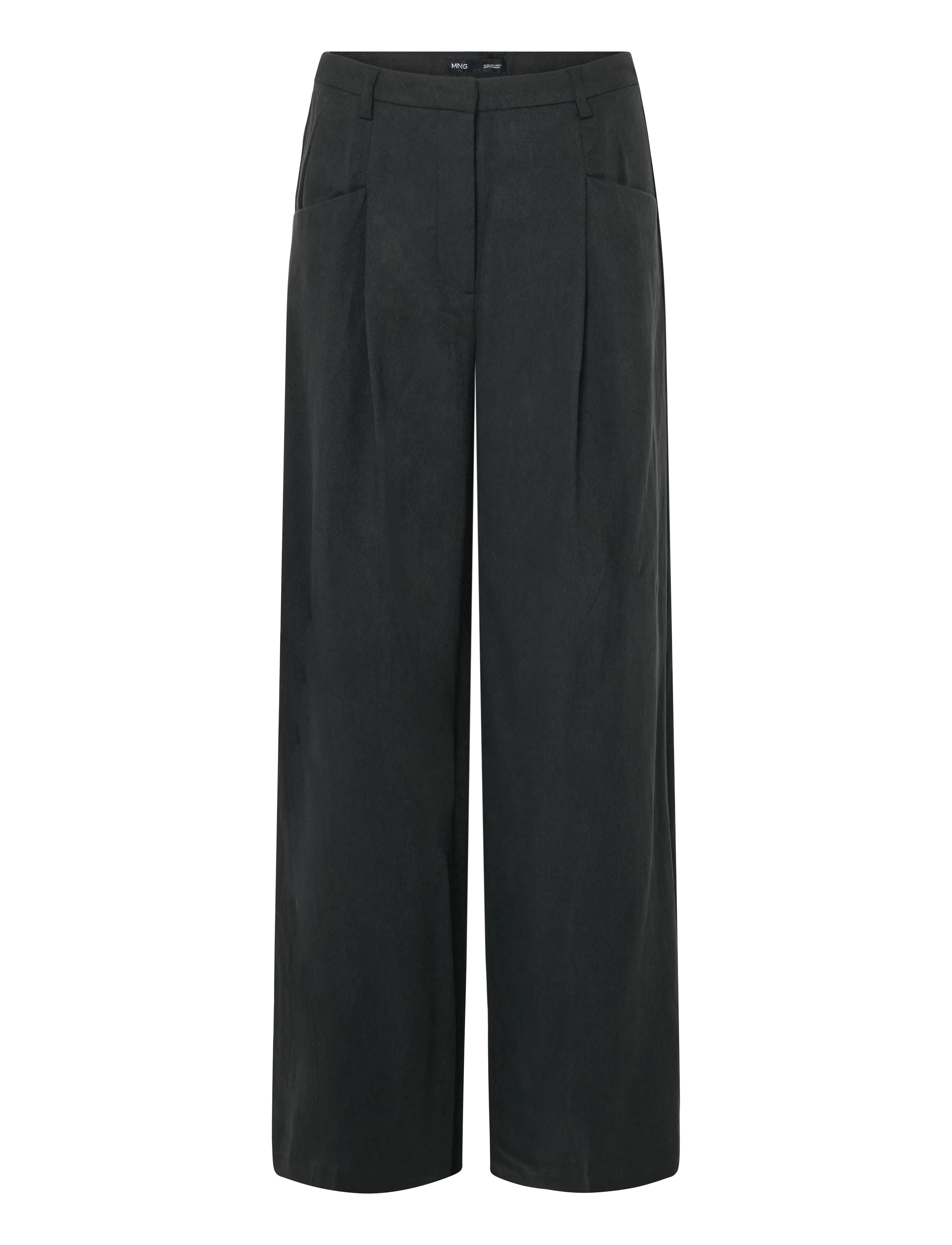 Mango - Wide leg pleated trousers - bukser med brede ben - black - 1