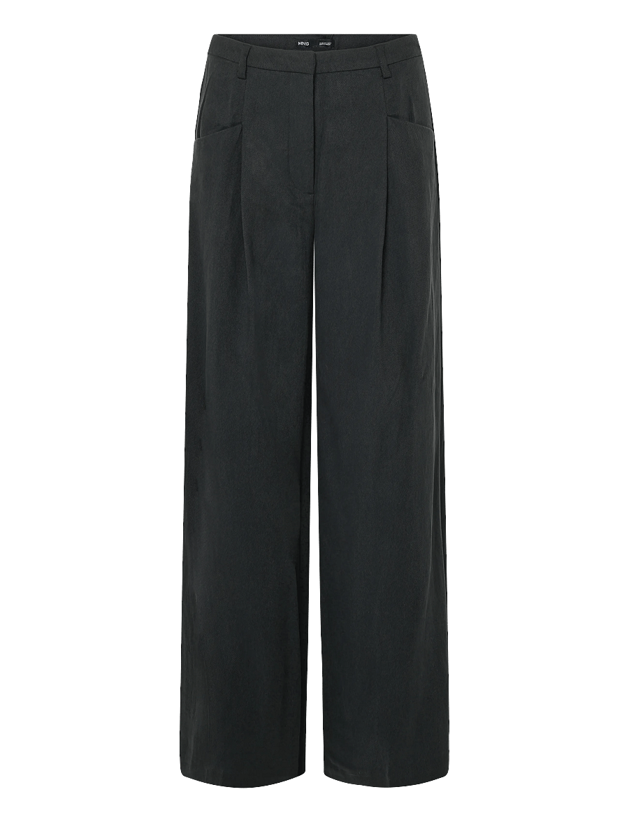 Mango - Wide leg pleated trousers - bukser med brede ben - black - 1