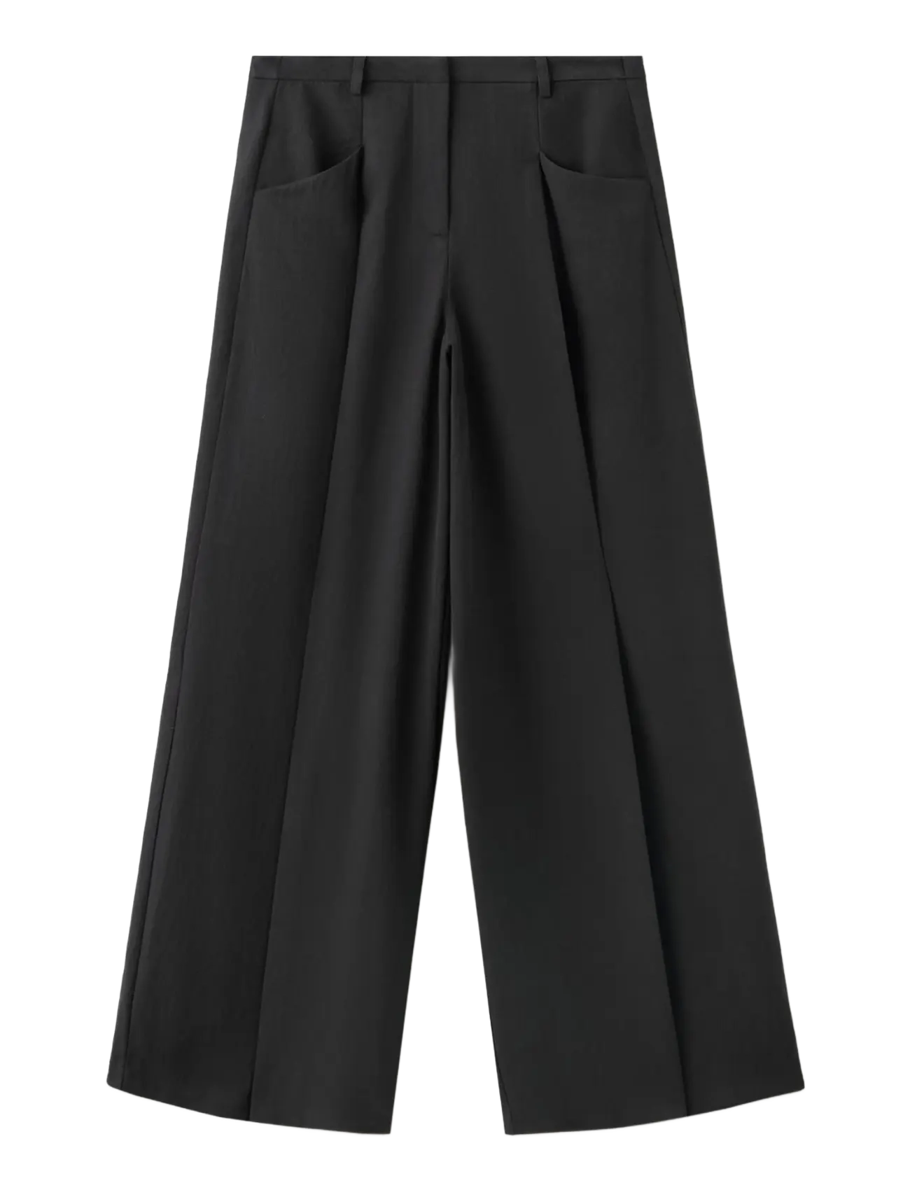 Mango - Wide leg pleated trousers - bukser med brede ben - black - 1