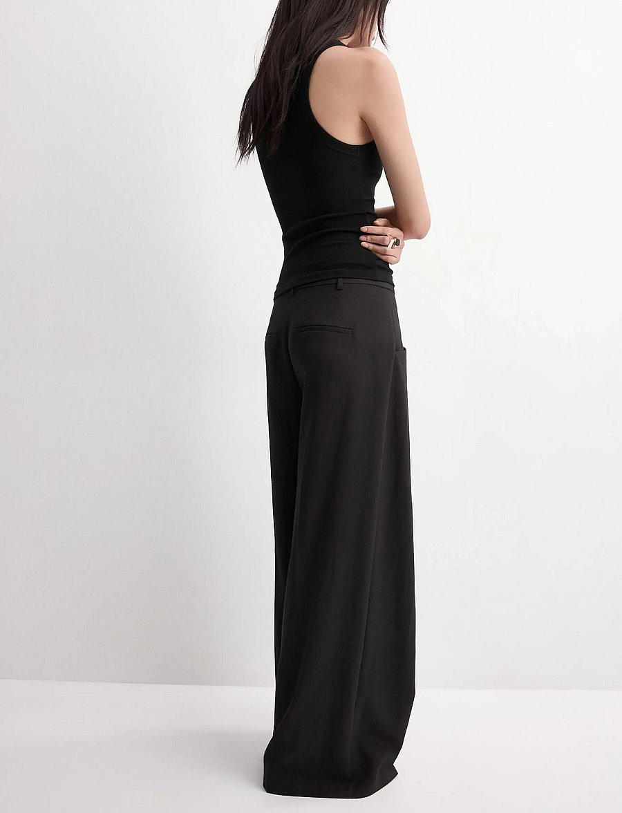 Mango - Wide leg pleated trousers - bukser med brede ben - black - 2